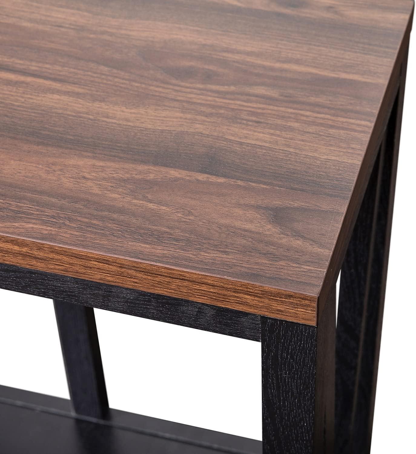 imageFlash Furniture Charlotte Farmhouse 2Tier Console Table Black Finish Engineered Wood Frame Walnut Finish Tabletop For Entryway or Living RoomWalnut TopBlack Frame