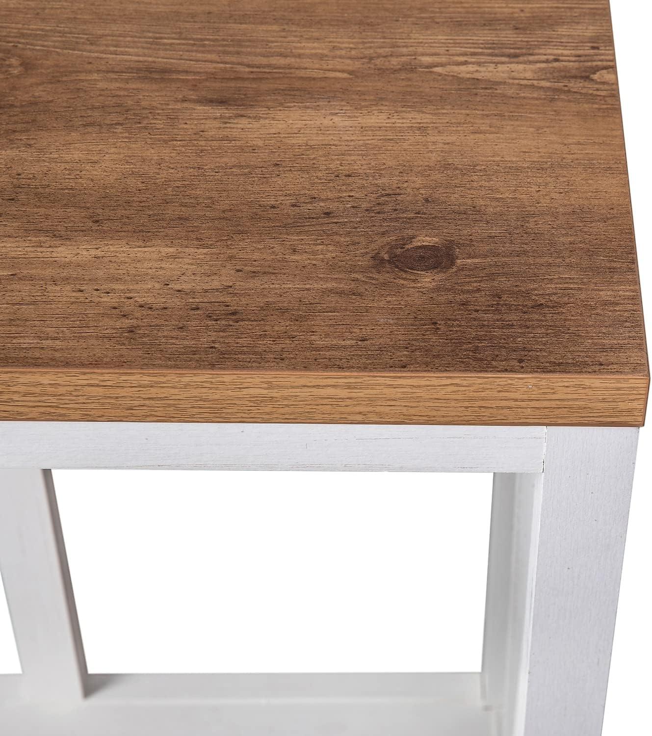 imageFlash Furniture Charlotte Farmhouse 2Tier Console Table Black Finish Engineered Wood Frame Walnut Finish Tabletop For Entryway or Living RoomWarm Oak TopWhite Frame