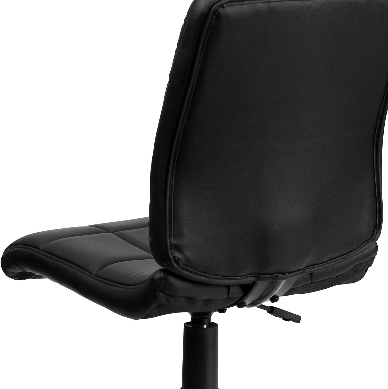 imageFlash Furniture Clayton MidBack Tufted Vinyl Upholstered Swivel Desk Chair with Padded Seat Modern Adjustable Height Padded Office Chair BlackBlack