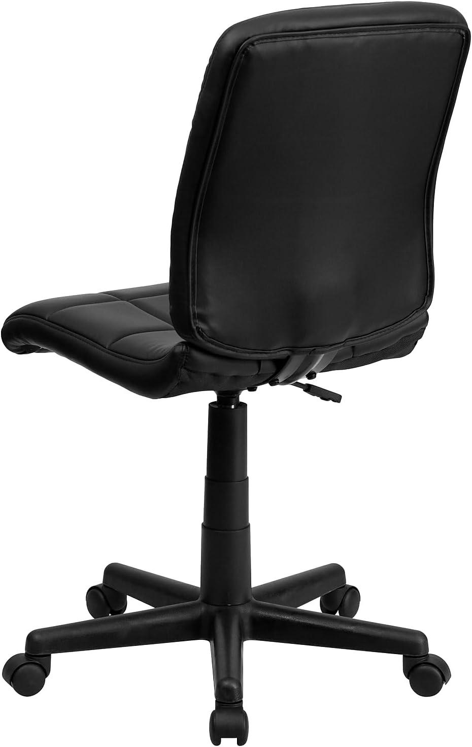imageFlash Furniture Clayton MidBack Tufted Vinyl Upholstered Swivel Desk Chair with Padded Seat Modern Adjustable Height Padded Office Chair BlackBlack