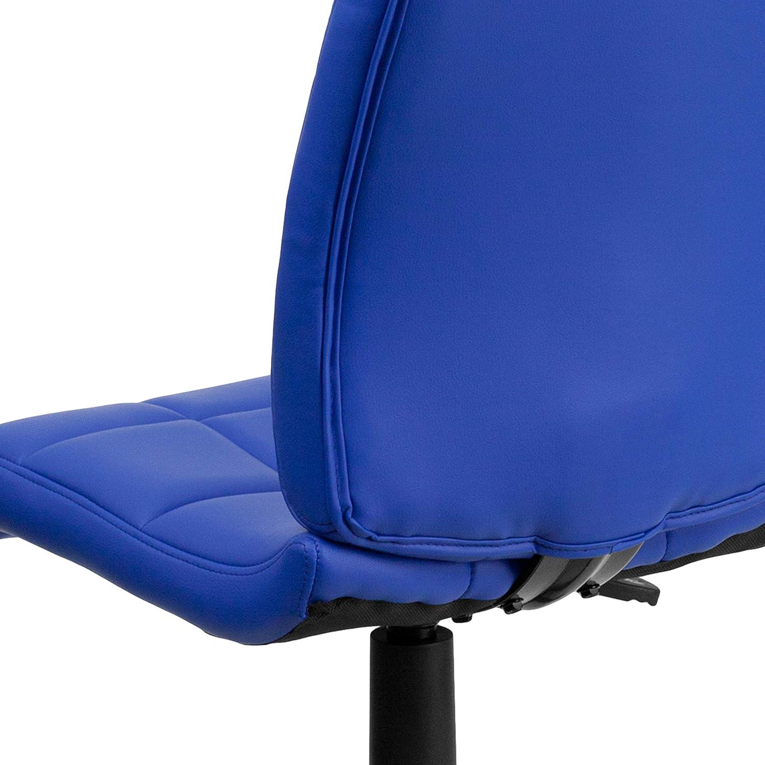 imageFlash Furniture Clayton MidBack Tufted Vinyl Upholstered Swivel Desk Chair with Padded Seat Modern Adjustable Height Padded Office Chair BlackBlue