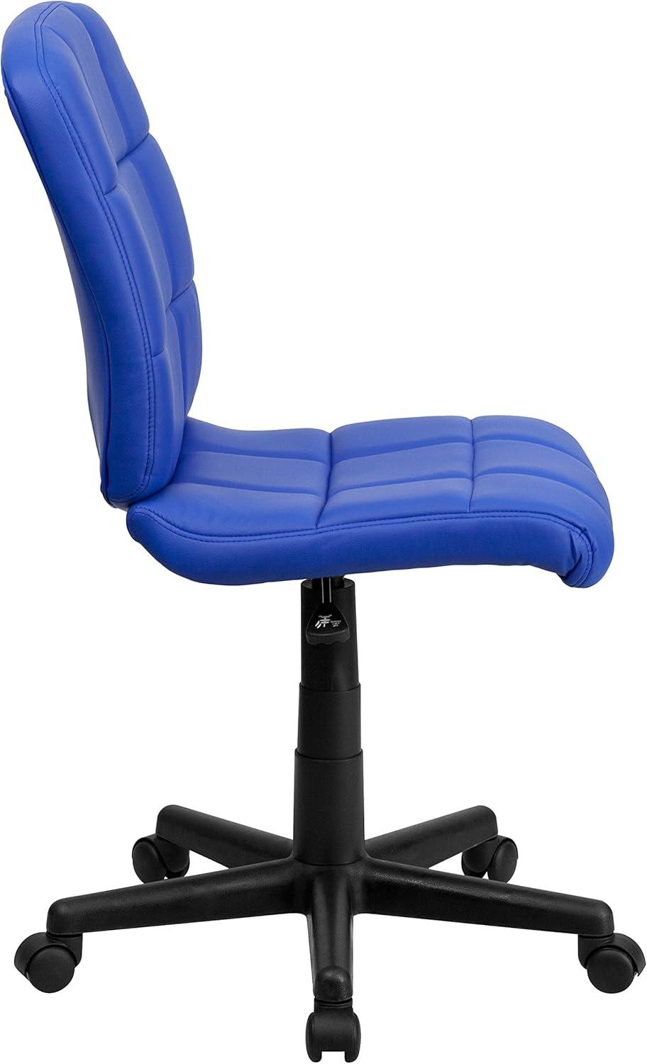 imageFlash Furniture Clayton MidBack Tufted Vinyl Upholstered Swivel Desk Chair with Padded Seat Modern Adjustable Height Padded Office Chair BlackBlue