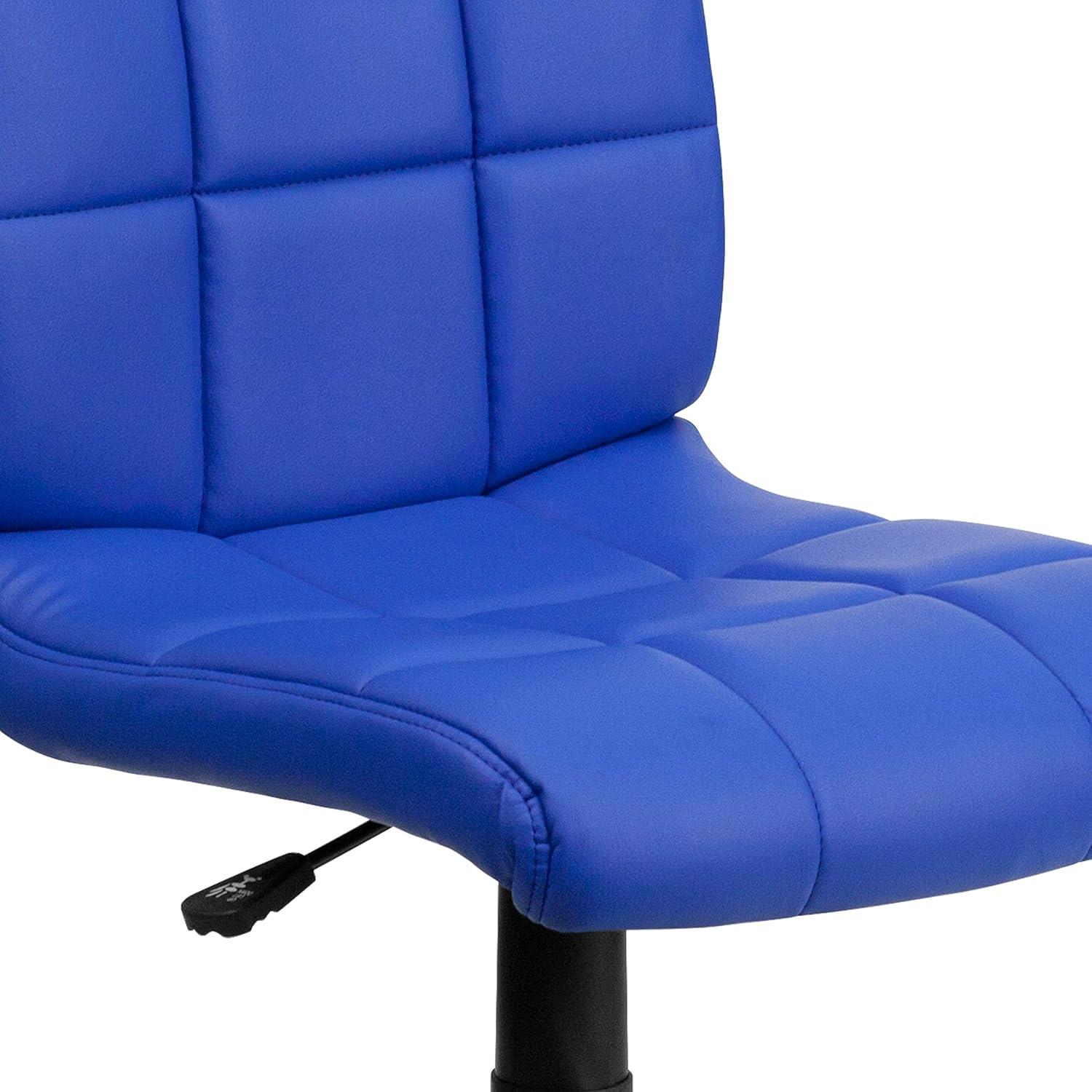 imageFlash Furniture Clayton MidBack Tufted Vinyl Upholstered Swivel Desk Chair with Padded Seat Modern Adjustable Height Padded Office Chair BlackBlue