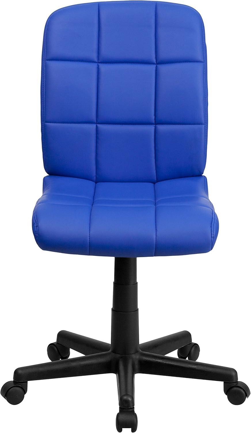 imageFlash Furniture Clayton MidBack Tufted Vinyl Upholstered Swivel Desk Chair with Padded Seat Modern Adjustable Height Padded Office Chair BlackBlue