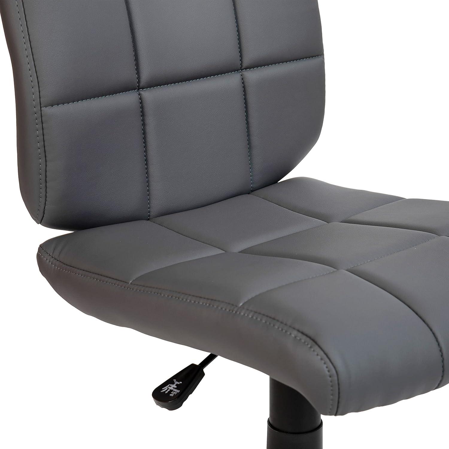 imageFlash Furniture Clayton MidBack Tufted Vinyl Upholstered Swivel Desk Chair with Padded Seat Modern Adjustable Height Padded Office Chair BlackGrey