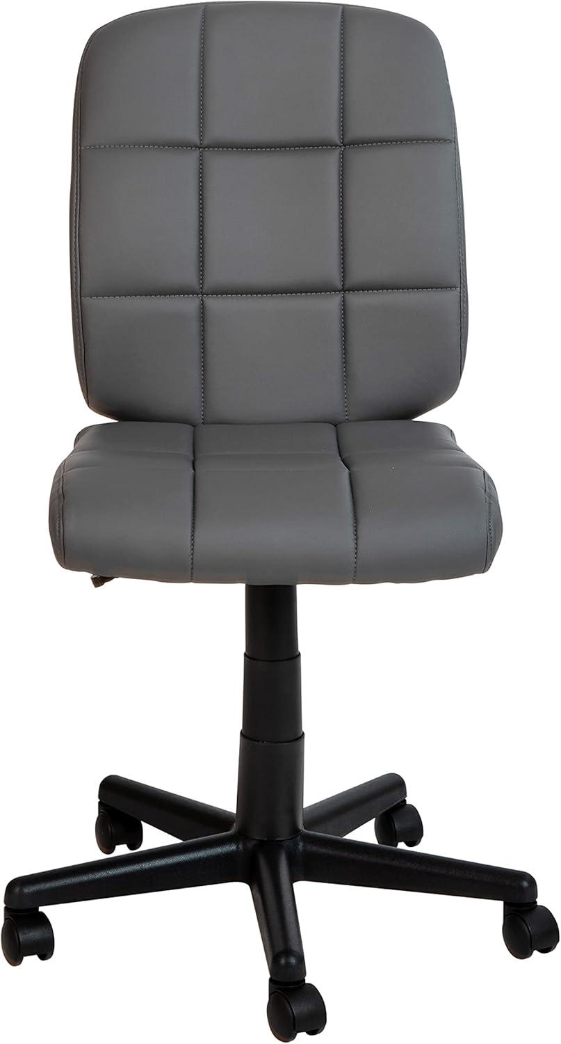 imageFlash Furniture Clayton MidBack Tufted Vinyl Upholstered Swivel Desk Chair with Padded Seat Modern Adjustable Height Padded Office Chair BlackGrey