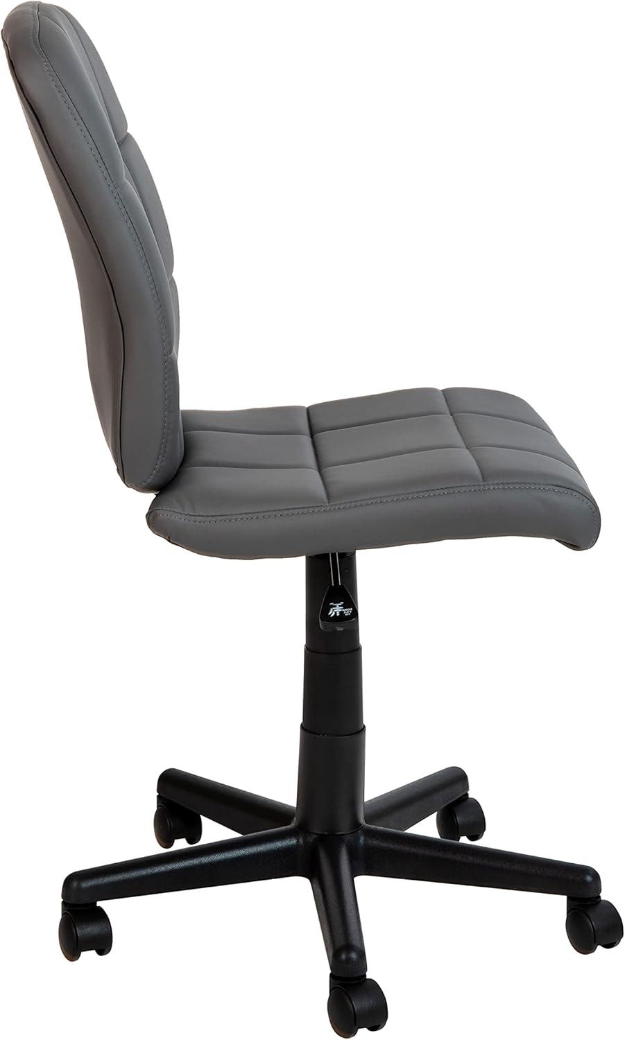 imageFlash Furniture Clayton MidBack Tufted Vinyl Upholstered Swivel Desk Chair with Padded Seat Modern Adjustable Height Padded Office Chair BlackGrey