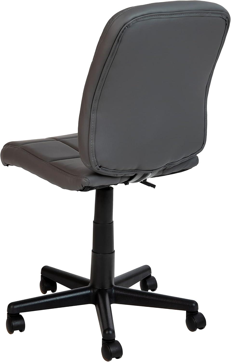 imageFlash Furniture Clayton MidBack Tufted Vinyl Upholstered Swivel Desk Chair with Padded Seat Modern Adjustable Height Padded Office Chair BlackGrey