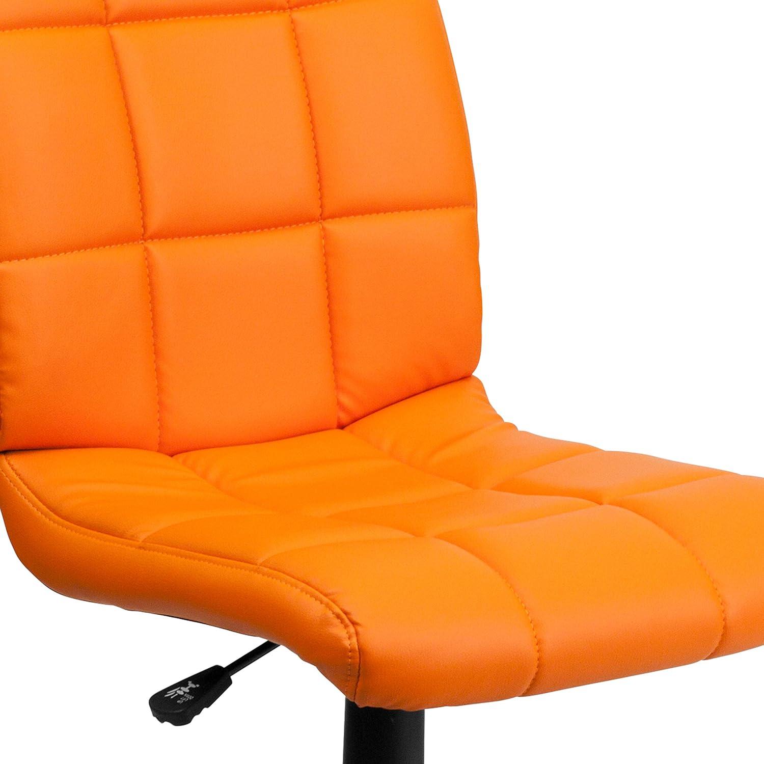 imageFlash Furniture Clayton MidBack Tufted Vinyl Upholstered Swivel Desk Chair with Padded Seat Modern Adjustable Height Padded Office Chair BlackOrange