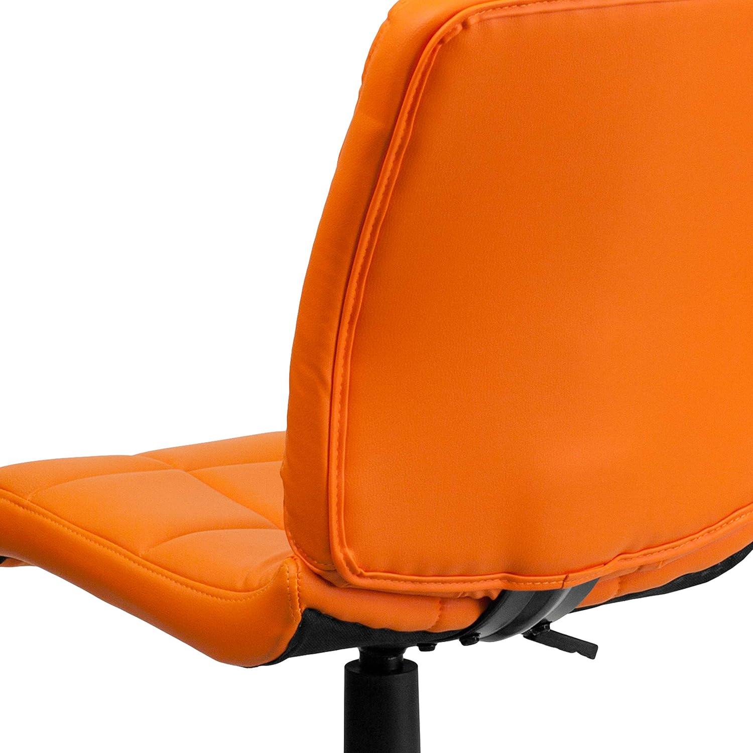 imageFlash Furniture Clayton MidBack Tufted Vinyl Upholstered Swivel Desk Chair with Padded Seat Modern Adjustable Height Padded Office Chair BlackOrange