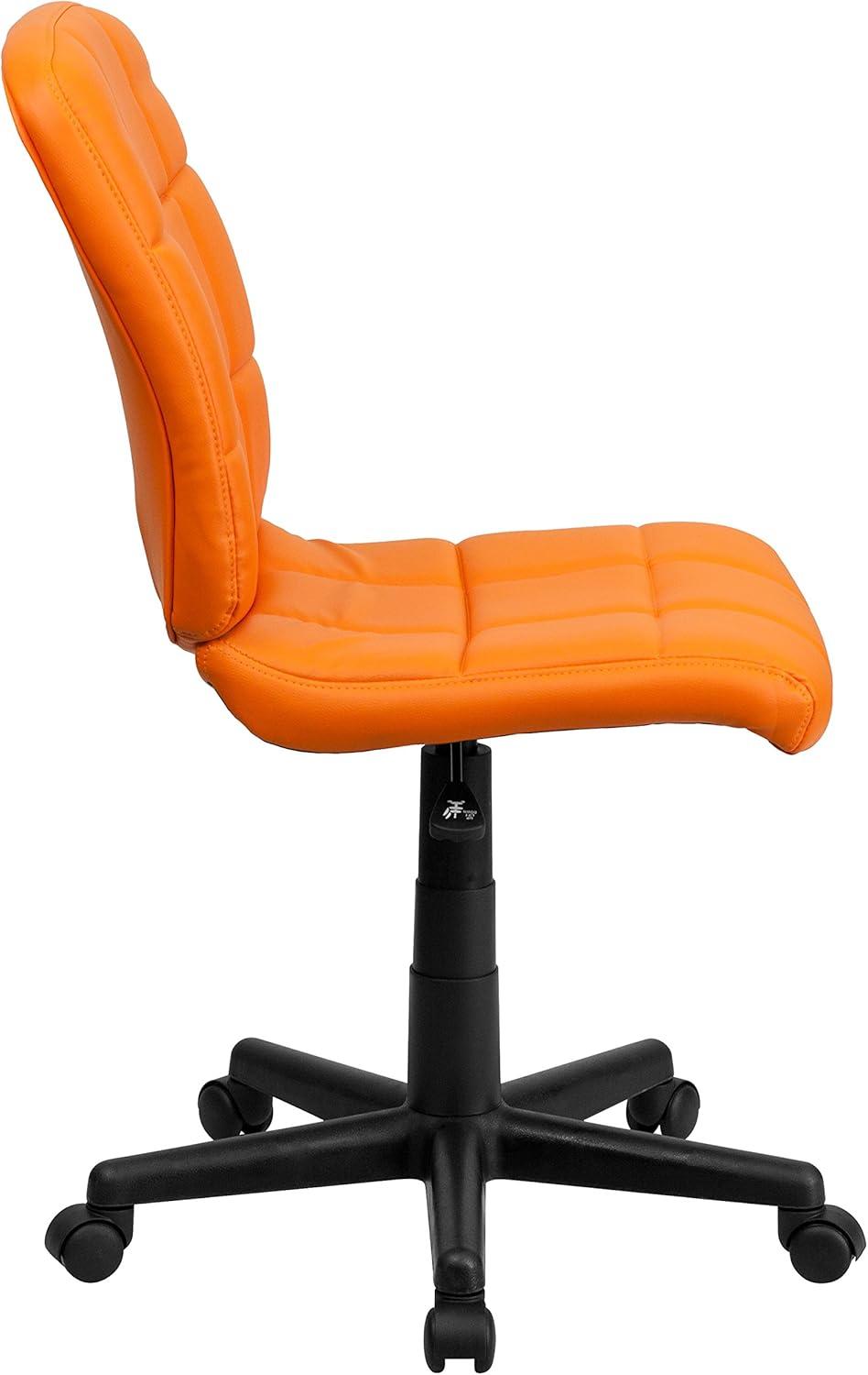 imageFlash Furniture Clayton MidBack Tufted Vinyl Upholstered Swivel Desk Chair with Padded Seat Modern Adjustable Height Padded Office Chair BlackOrange