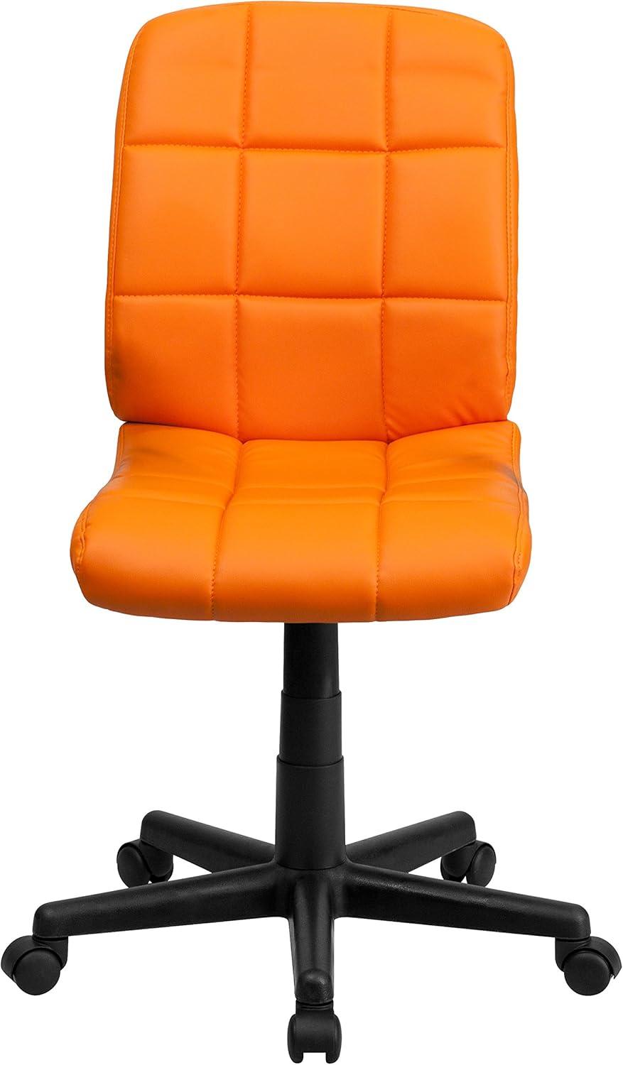 imageFlash Furniture Clayton MidBack Tufted Vinyl Upholstered Swivel Desk Chair with Padded Seat Modern Adjustable Height Padded Office Chair BlackOrange