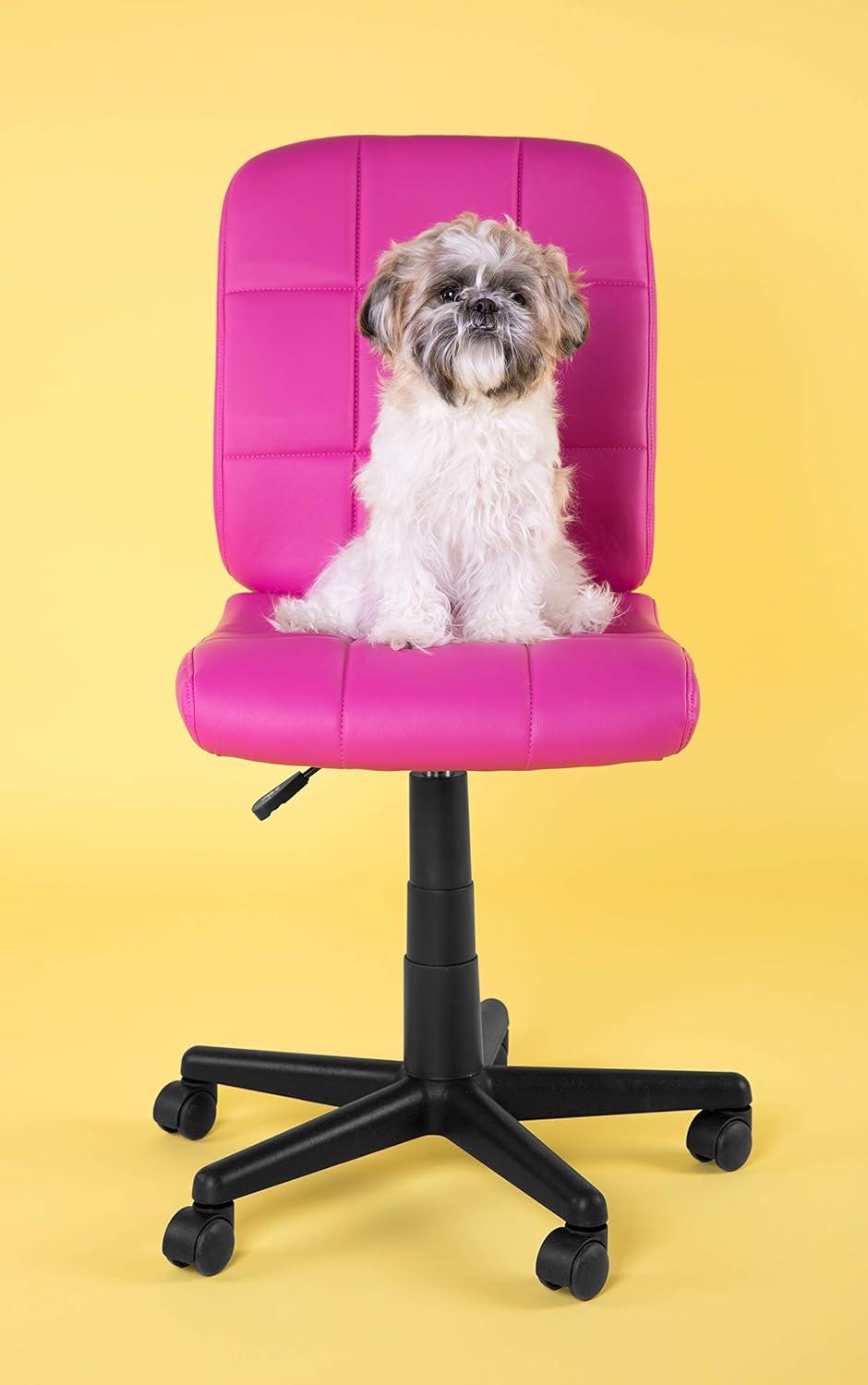 imageFlash Furniture Clayton MidBack Tufted Vinyl Upholstered Swivel Desk Chair with Padded Seat Modern Adjustable Height Padded Office Chair BlackPink