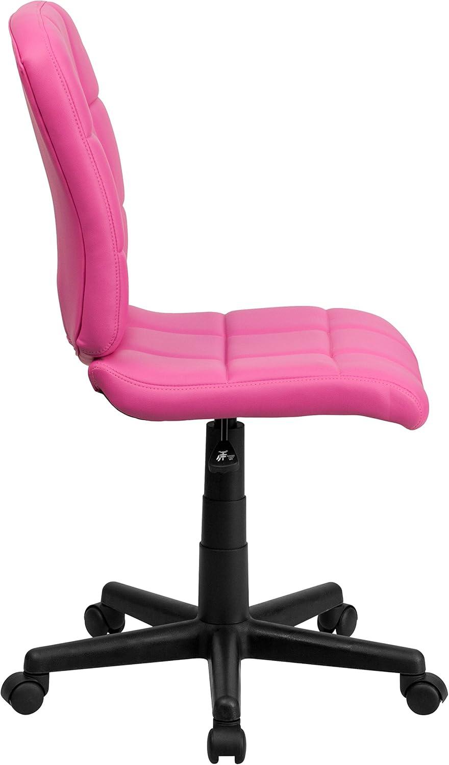 imageFlash Furniture Clayton MidBack Tufted Vinyl Upholstered Swivel Desk Chair with Padded Seat Modern Adjustable Height Padded Office Chair BlackPink