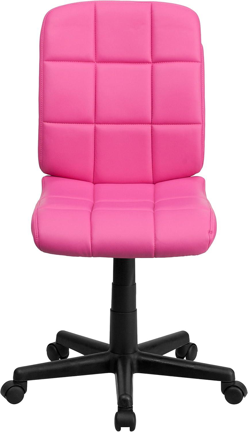imageFlash Furniture Clayton MidBack Tufted Vinyl Upholstered Swivel Desk Chair with Padded Seat Modern Adjustable Height Padded Office Chair BlackPink