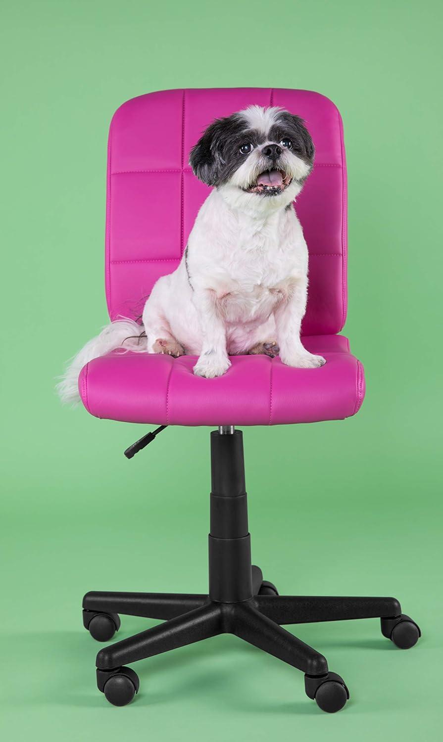 imageFlash Furniture Clayton MidBack Tufted Vinyl Upholstered Swivel Desk Chair with Padded Seat Modern Adjustable Height Padded Office Chair BlackPink