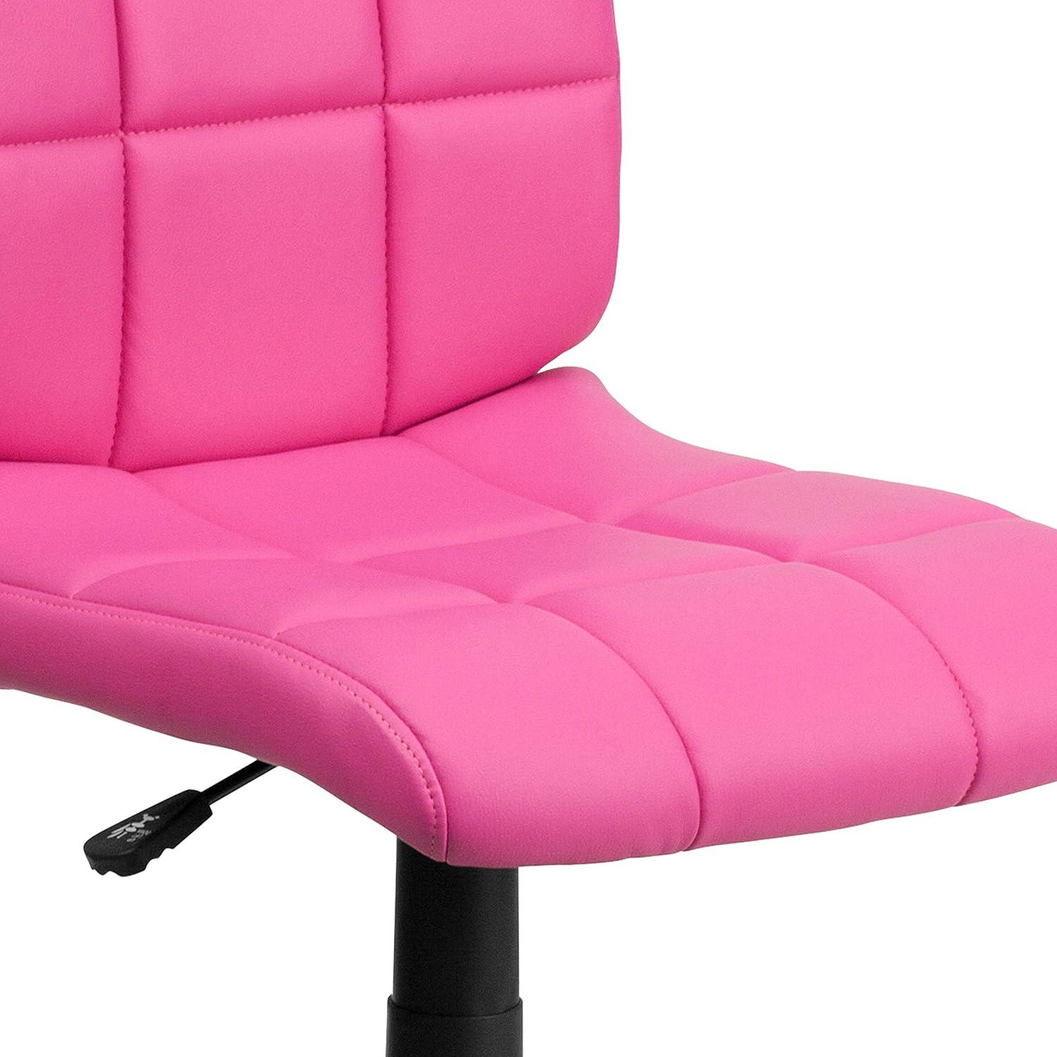 imageFlash Furniture Clayton MidBack Tufted Vinyl Upholstered Swivel Desk Chair with Padded Seat Modern Adjustable Height Padded Office Chair BlackPink