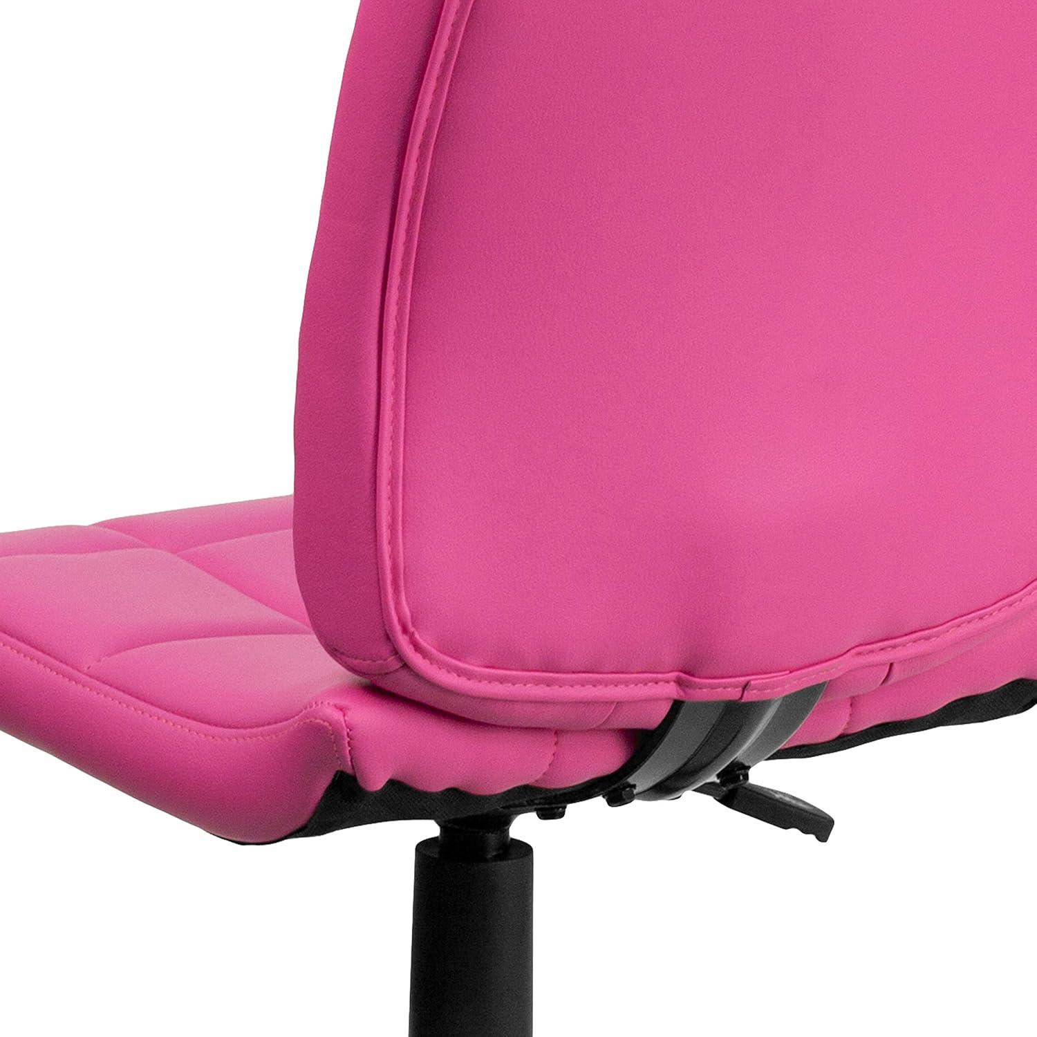 imageFlash Furniture Clayton MidBack Tufted Vinyl Upholstered Swivel Desk Chair with Padded Seat Modern Adjustable Height Padded Office Chair BlackPink