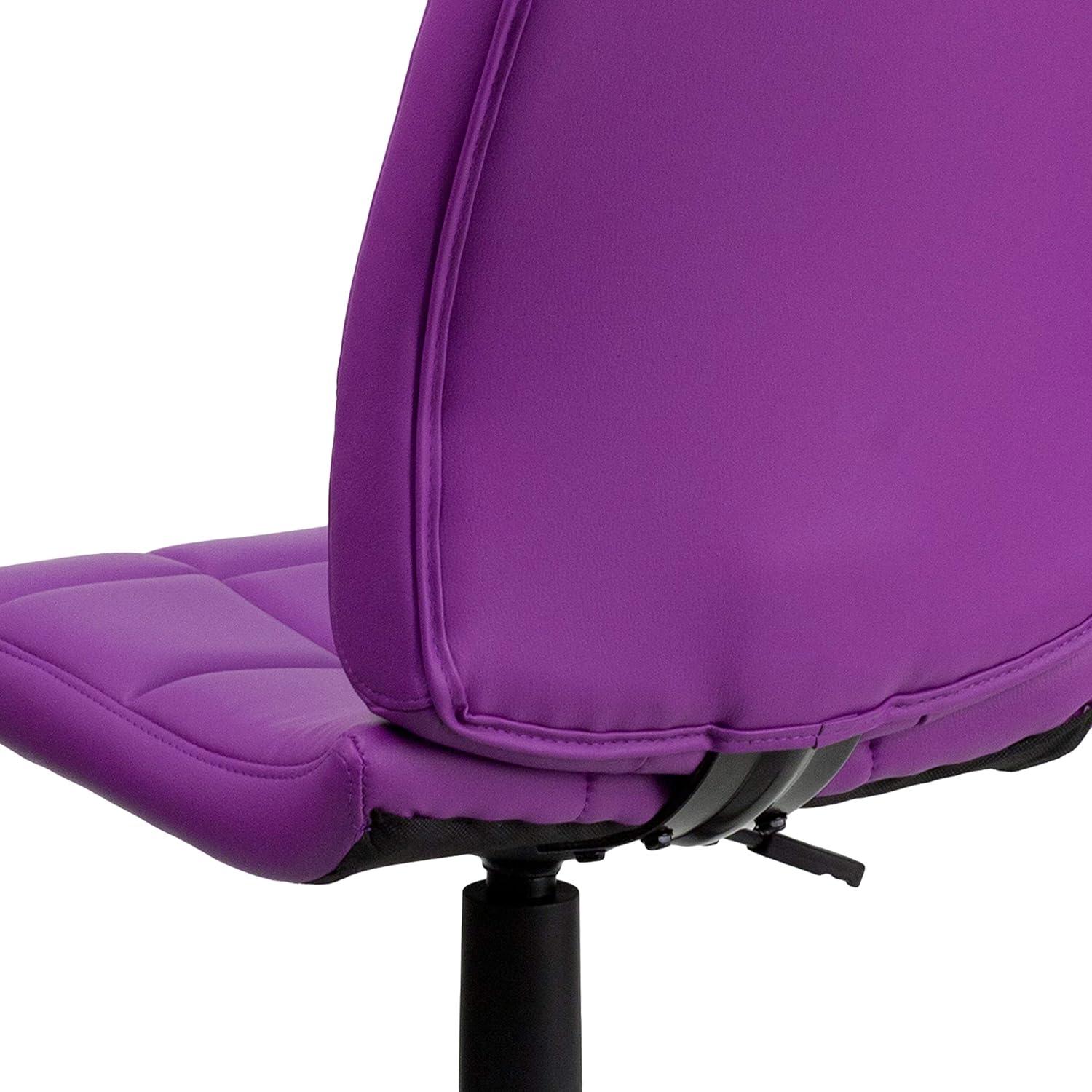 imageFlash Furniture Clayton MidBack Tufted Vinyl Upholstered Swivel Desk Chair with Padded Seat Modern Adjustable Height Padded Office Chair BlackPurple