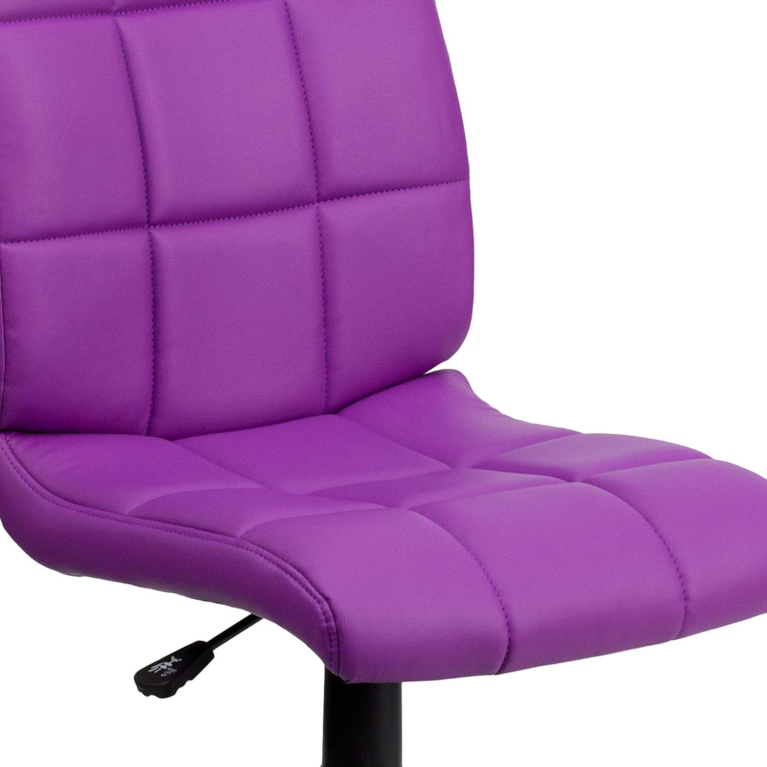 imageFlash Furniture Clayton MidBack Tufted Vinyl Upholstered Swivel Desk Chair with Padded Seat Modern Adjustable Height Padded Office Chair BlackPurple