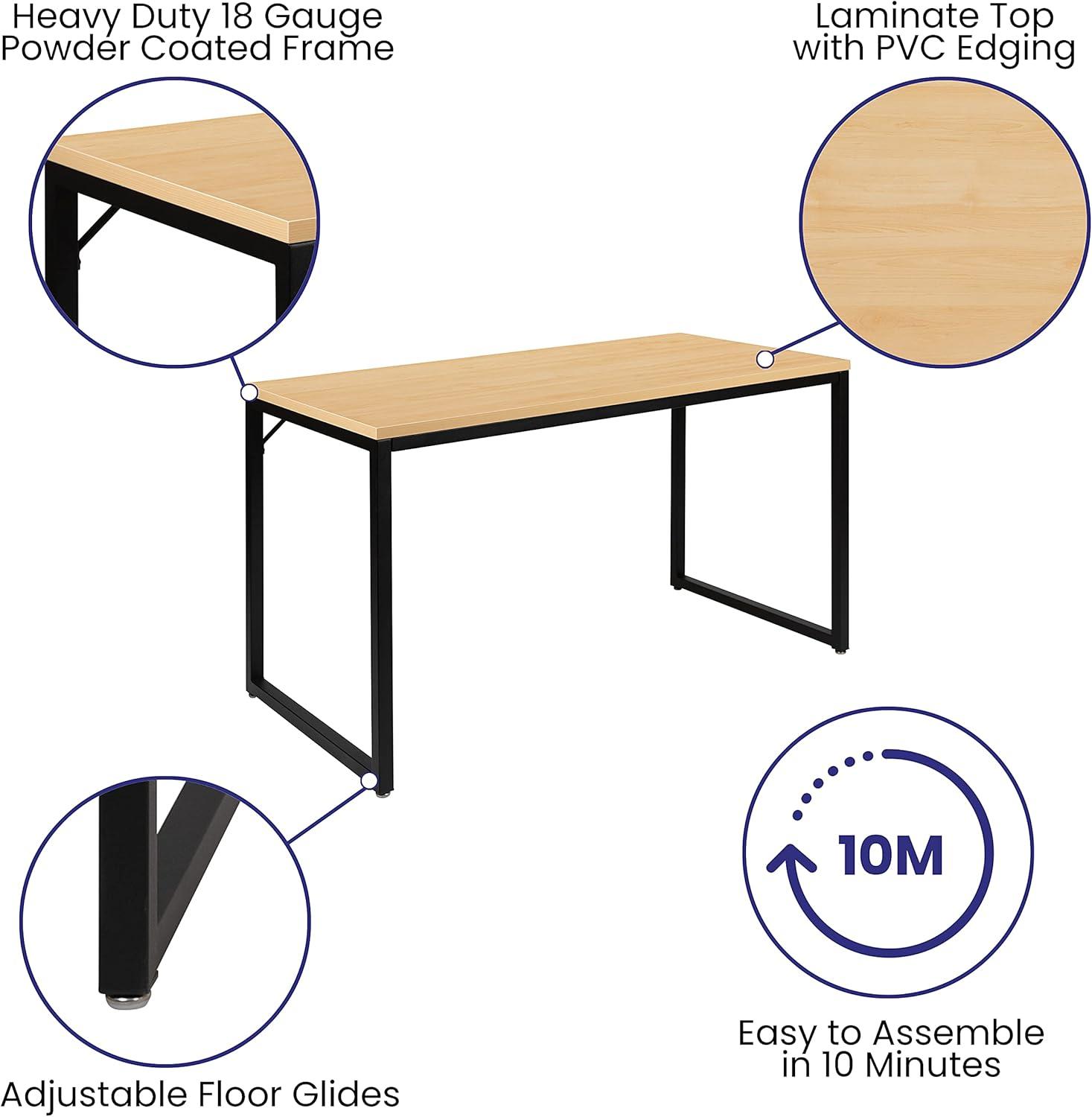 imageFlash Furniture Clifton Modern Office Computer Desk with Top and Bottom Storage Shelves Small Computer Desk for Home Office 28quotW BlackBlack