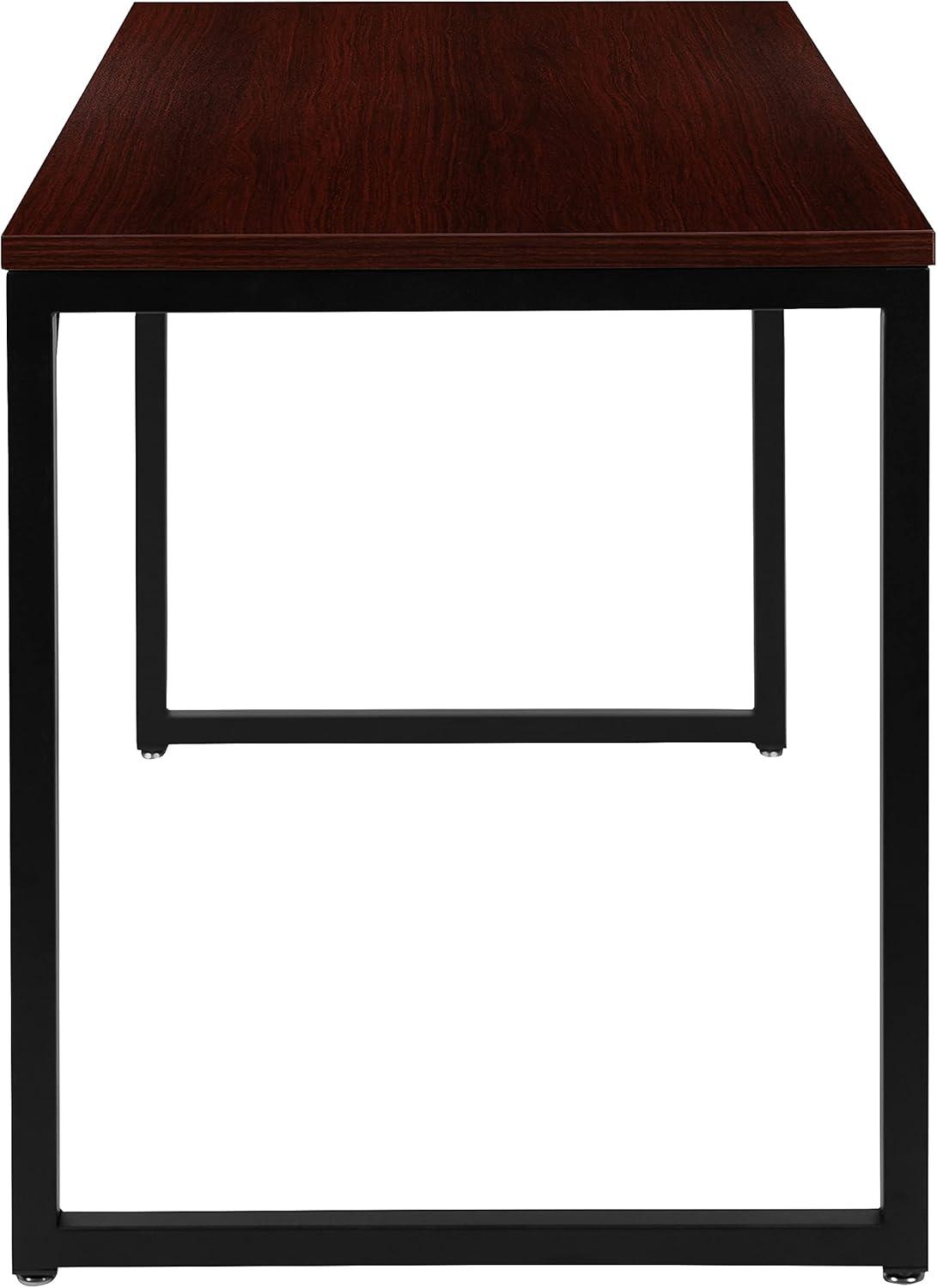 imageFlash Furniture Clifton Modern Office Computer Desk with Top and Bottom Storage Shelves Small Computer Desk for Home Office 28quotW BlackMahogany