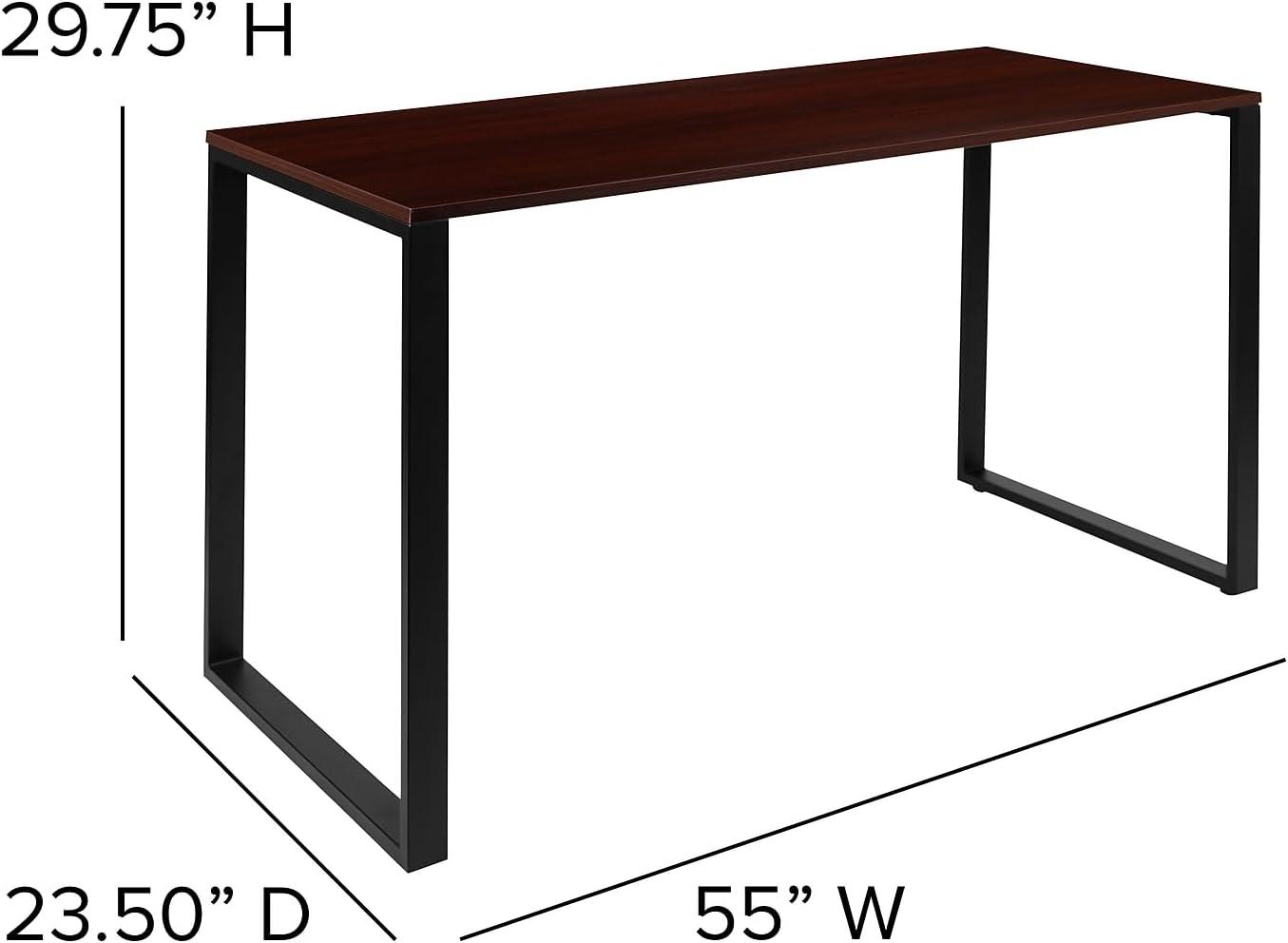 imageFlash Furniture Clifton Modern Office Computer Desk with Top and Bottom Storage Shelves Small Computer Desk for Home Office 28quotW BlackMahogany