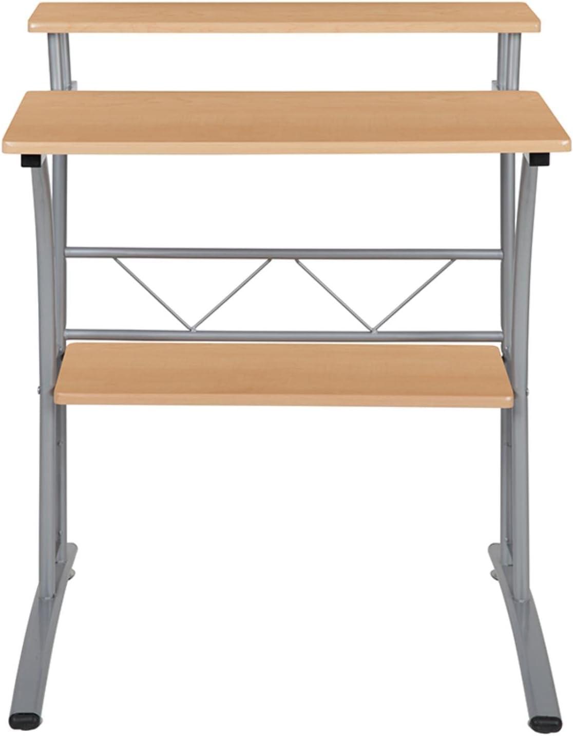 imageFlash Furniture Clifton Modern Office Computer Desk with Top and Bottom Storage Shelves Small Computer Desk for Home Office 28quotW BlackMaple