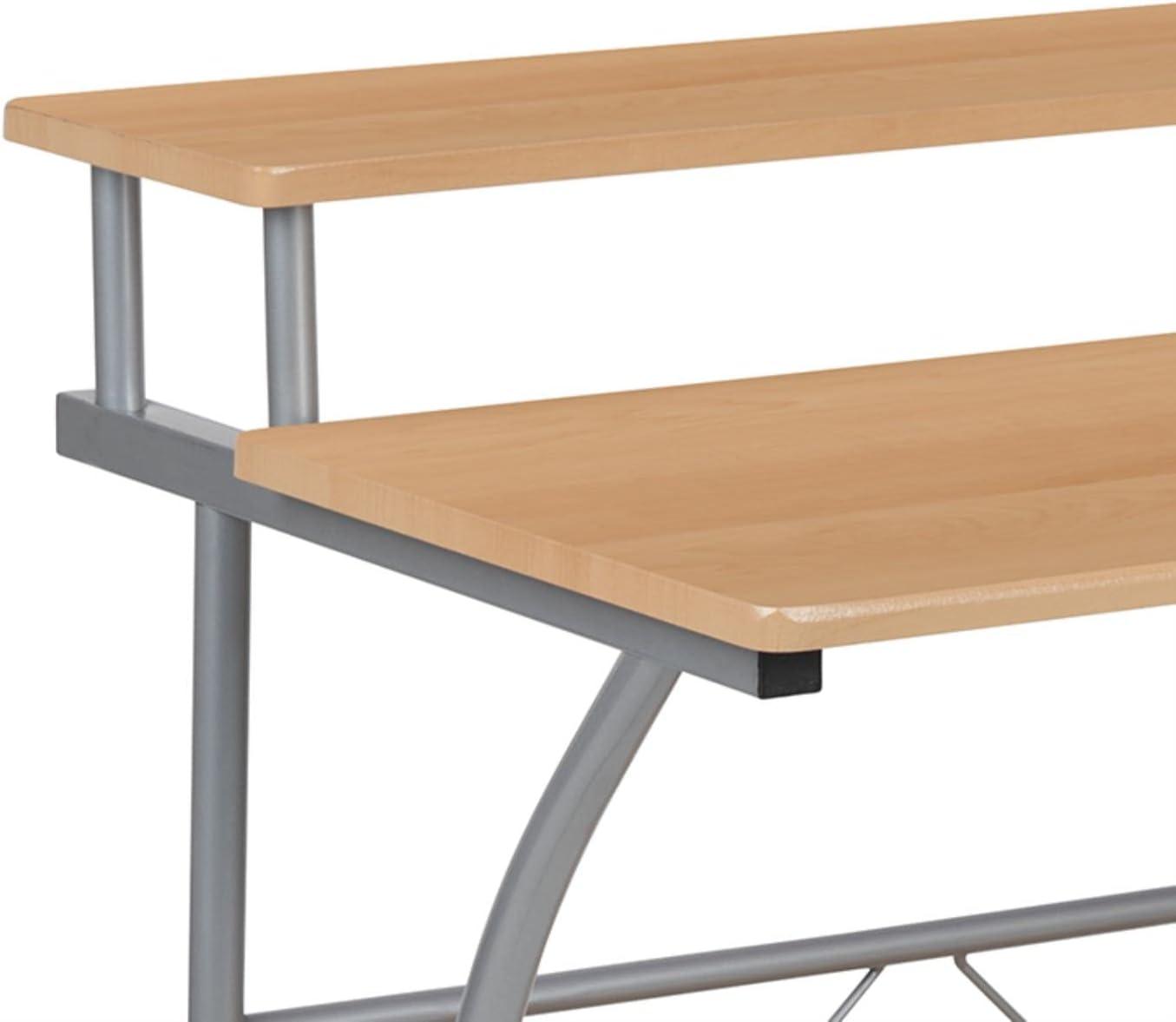 imageFlash Furniture Clifton Modern Office Computer Desk with Top and Bottom Storage Shelves Small Computer Desk for Home Office 28quotW BlackMaple