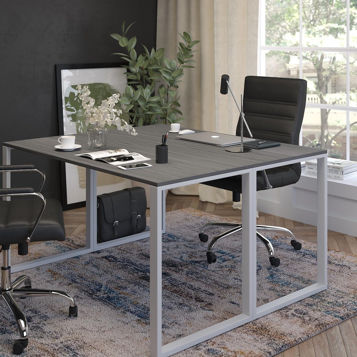 imageFlash Furniture Clifton Modern Office Computer Desk with Top and Bottom Storage Shelves Small Computer Desk for Home Office 28quotW BlackRustic Gray