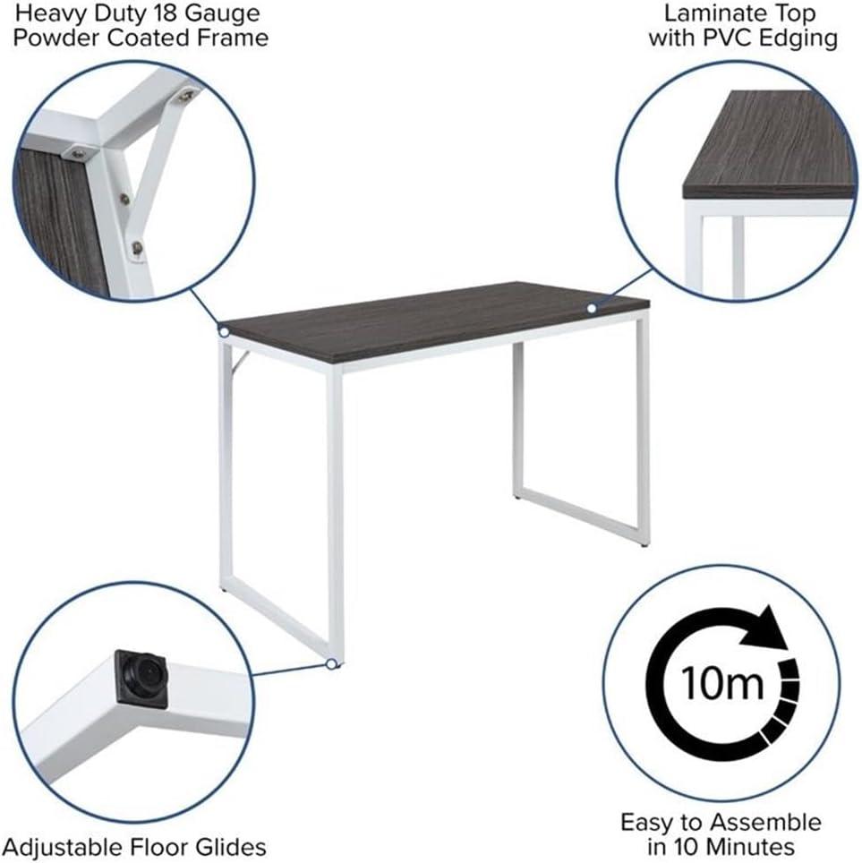 imageFlash Furniture Clifton Modern Office Computer Desk with Top and Bottom Storage Shelves Small Computer Desk for Home Office 28quotW BlackRustic Gray