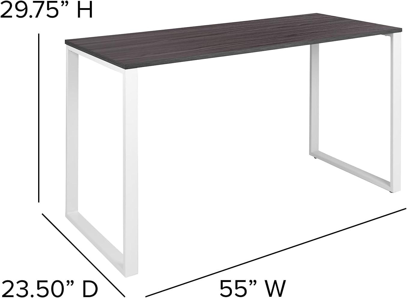 imageFlash Furniture Clifton Modern Office Computer Desk with Top and Bottom Storage Shelves Small Computer Desk for Home Office 28quotW BlackRustic Gray