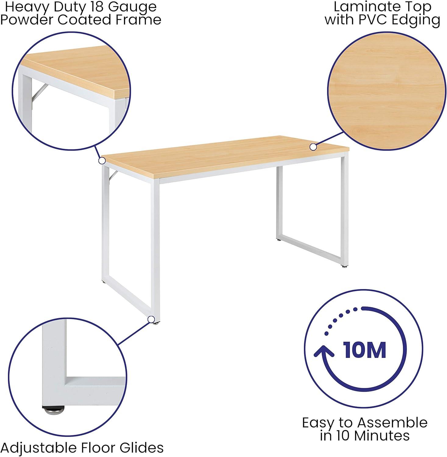 imageFlash Furniture Clifton Modern Office Computer Desk with Top and Bottom Storage Shelves Small Computer Desk for Home Office 28quotW BlackWhite