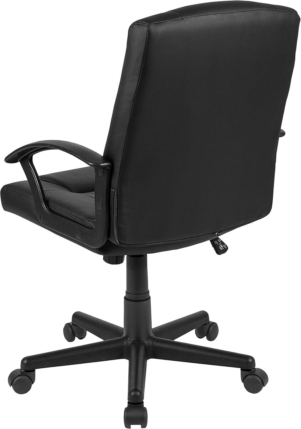 imageFlash Furniture Coffman Flash Fundamentals MidBack LeatherSoft Office and Gaming Chair Ergonomic Office Chair with Padded LeatherSoft Seat and Arms Black