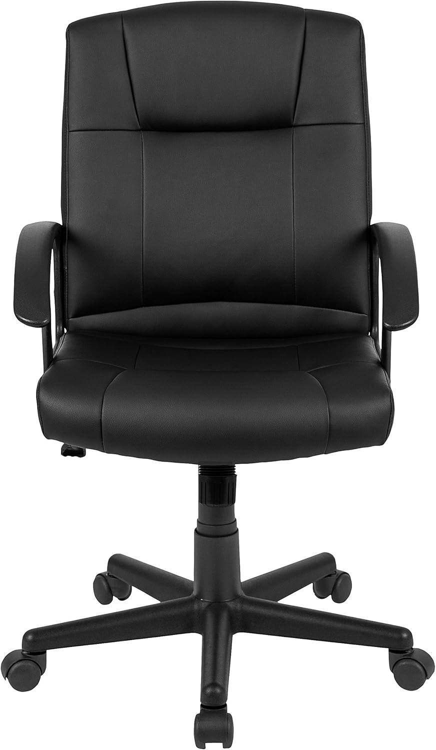 imageFlash Furniture Coffman Flash Fundamentals MidBack LeatherSoft Office and Gaming Chair Ergonomic Office Chair with Padded LeatherSoft Seat and Arms Black
