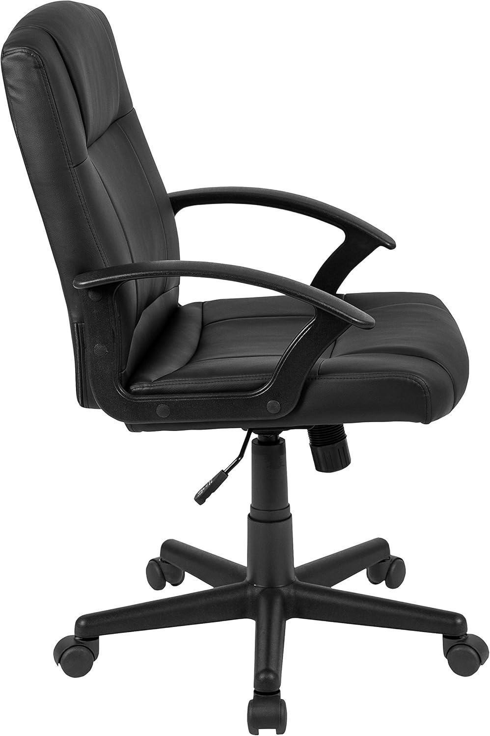 imageFlash Furniture Coffman Flash Fundamentals MidBack LeatherSoft Office and Gaming Chair Ergonomic Office Chair with Padded LeatherSoft Seat and Arms Black