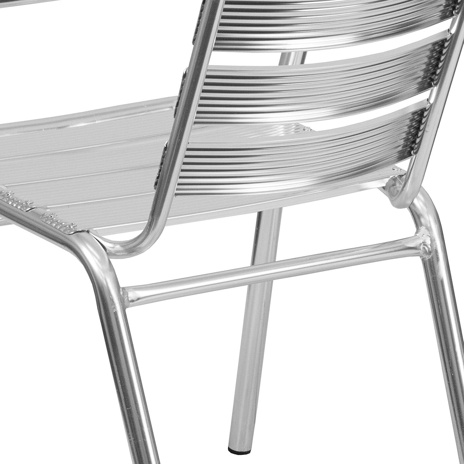 imageFlash Furniture Commercial Aluminum Slat Back Stacking Outdoor Restaurant Chairs Modern Stackable Patio Chairs for Restaurants Set of 4 SilverSet of 4