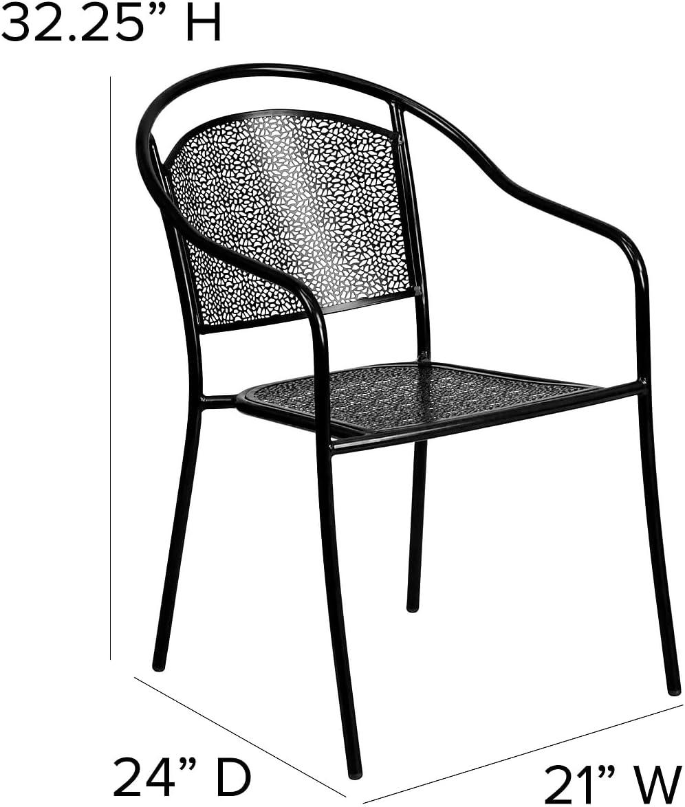 imageFlash Furniture Commercial Grade Black IndoorOutdoor Steel Patio Arm Chair with Round BackBlack