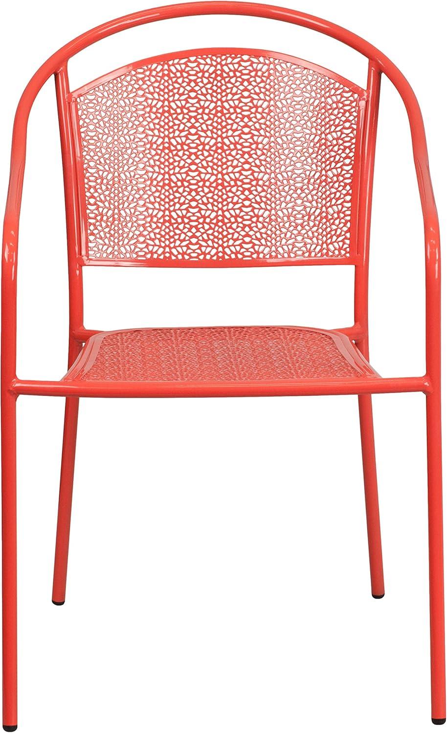 imageFlash Furniture Commercial Grade Black IndoorOutdoor Steel Patio Arm Chair with Round BackCoral