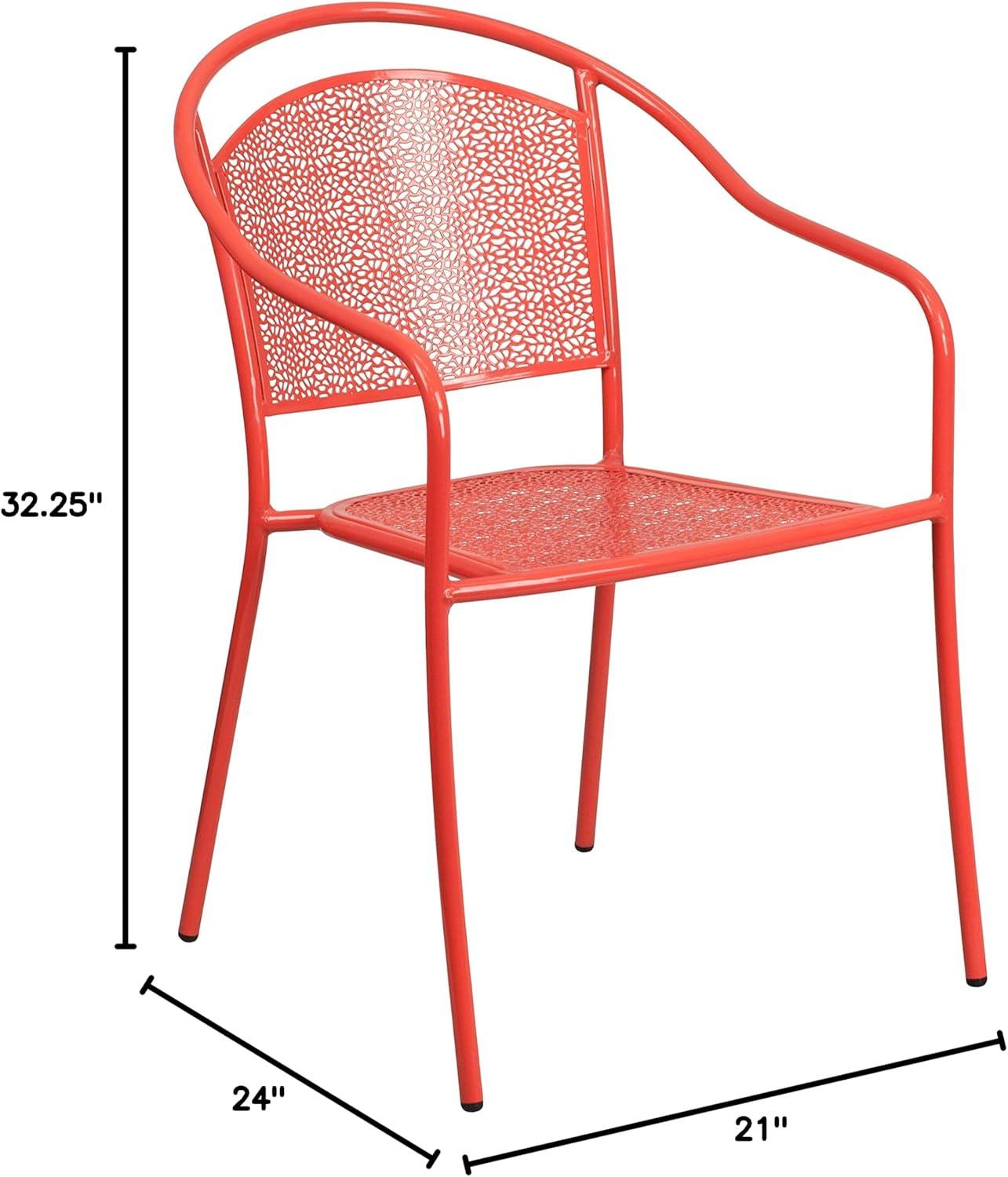 imageFlash Furniture Commercial Grade Black IndoorOutdoor Steel Patio Arm Chair with Round BackCoral