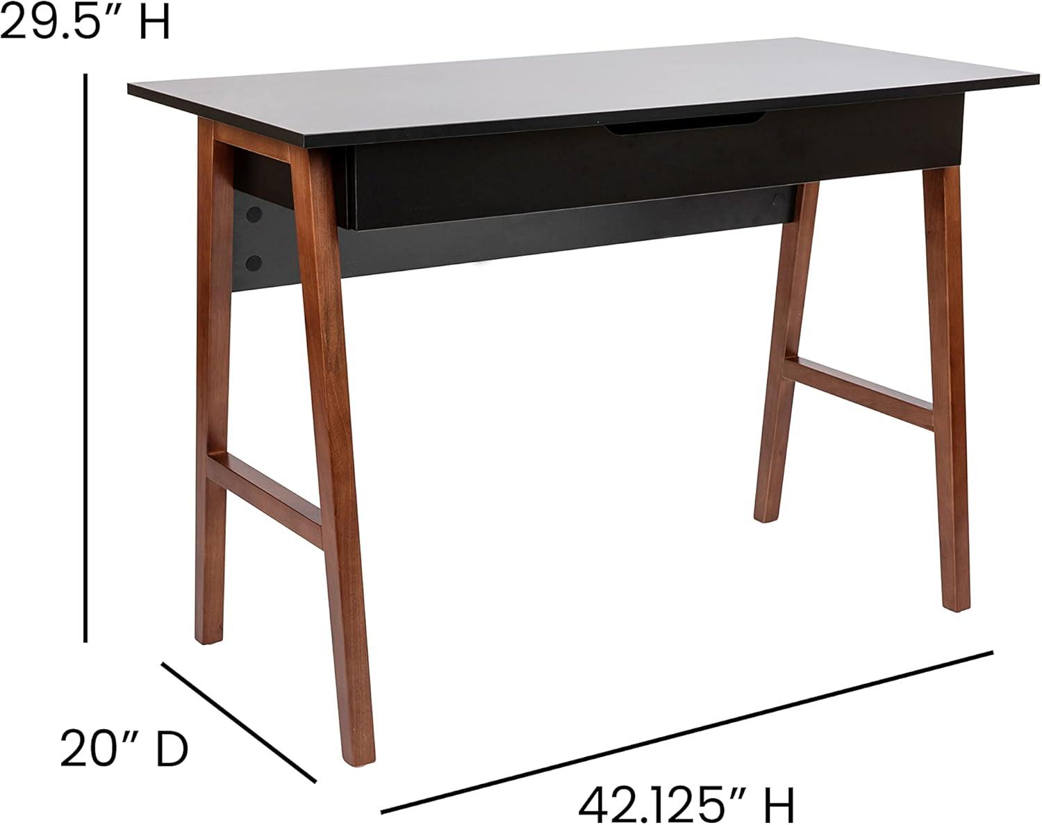 imageFlash Furniture Darla Computer Desk Black Home Office Desk with Storage Drawer 42quot Long Writing Desk for BedroomBlackWalnut