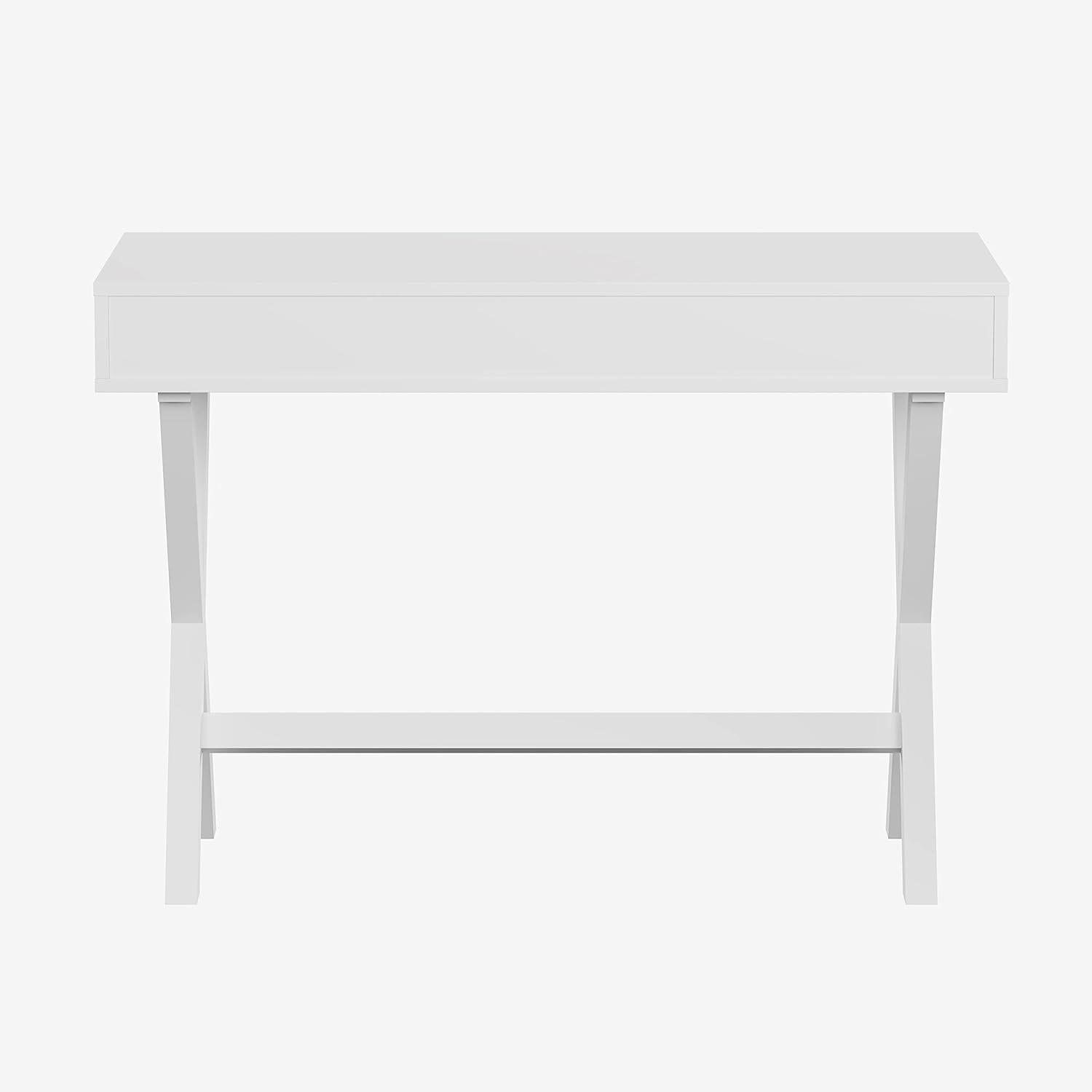 imageFlash Furniture Darla Computer Desk Black Home Office Desk with Storage Drawer 42quot Long Writing Desk for BedroomWhite