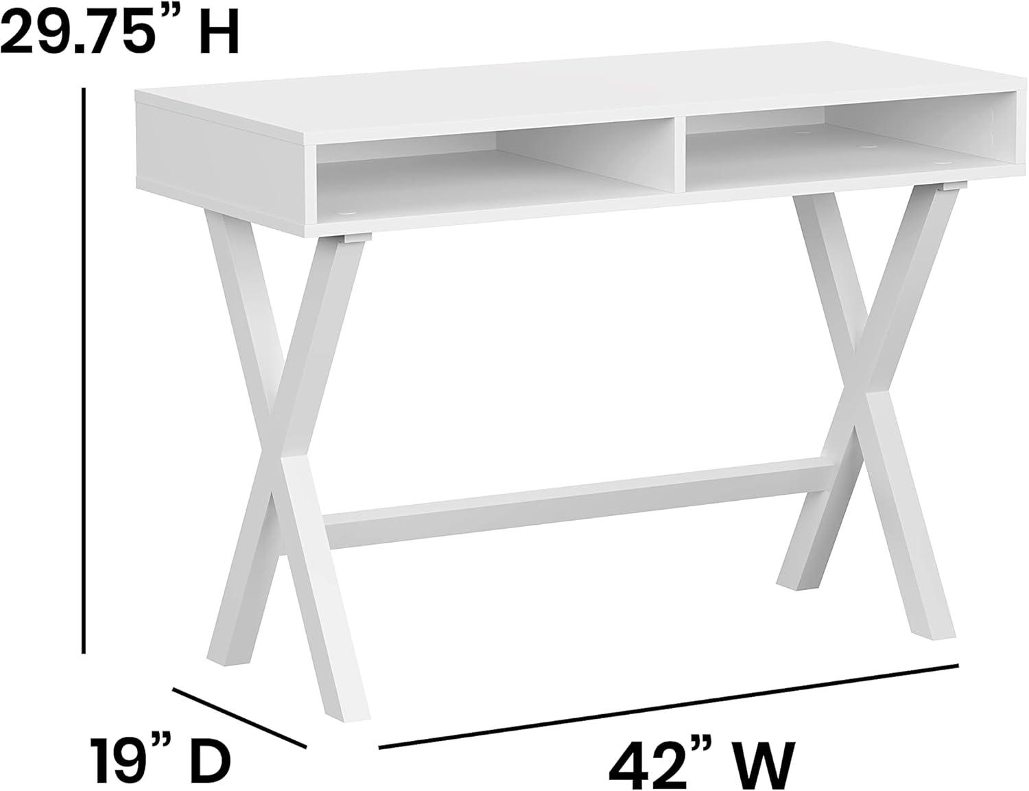 imageFlash Furniture Darla Computer Desk Black Home Office Desk with Storage Drawer 42quot Long Writing Desk for BedroomWhite