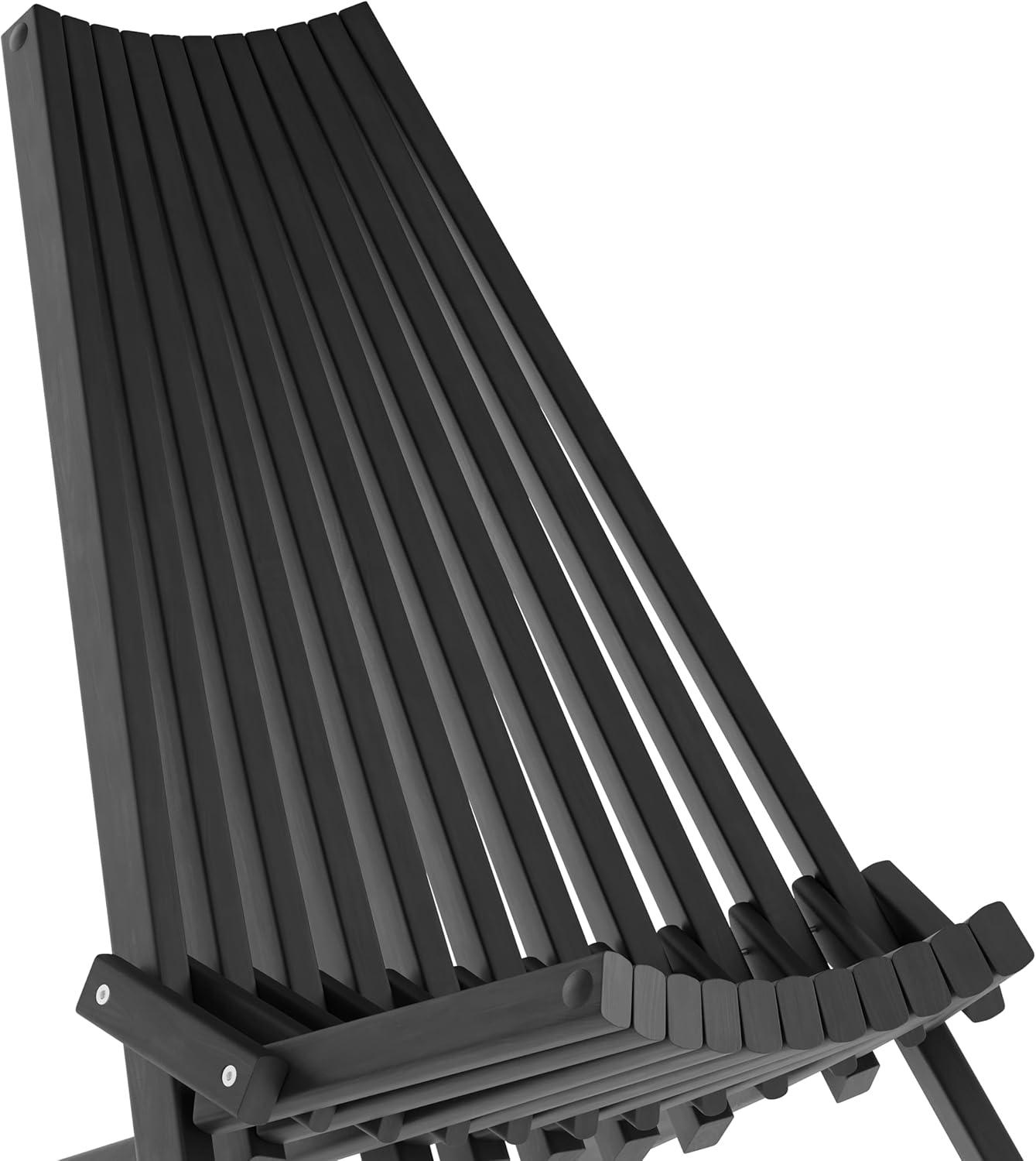 imageFlash Furniture Delia Commercial IndoorOutdoor Wood Folding Chair Low Profile Lounge for Patio Porch or Garden Versatile WeatherResistant Acacia Wood BrownBlack