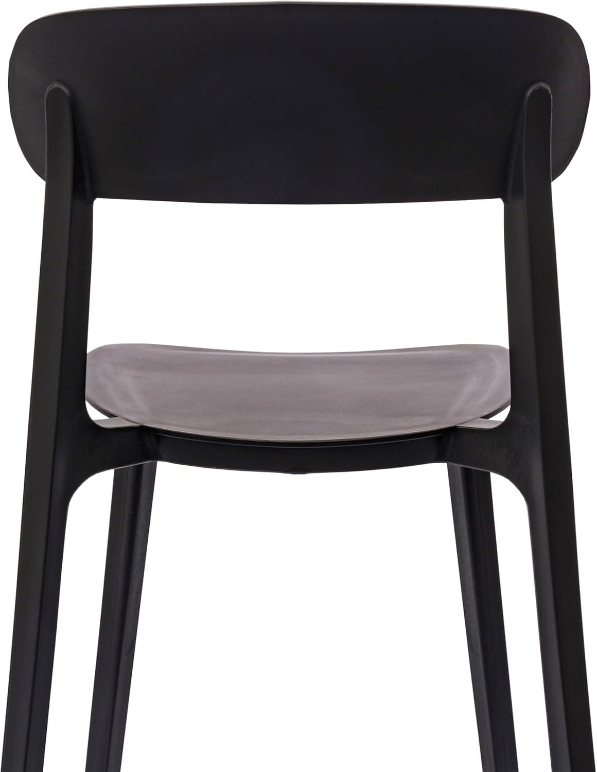 imageFlash Furniture Dover Patio Chair with Curved Backrest and Contoured Seat Commercial AllWeather Stacking Resin Chair UV Resistant IndoorOutdoor Black Set of 2Black