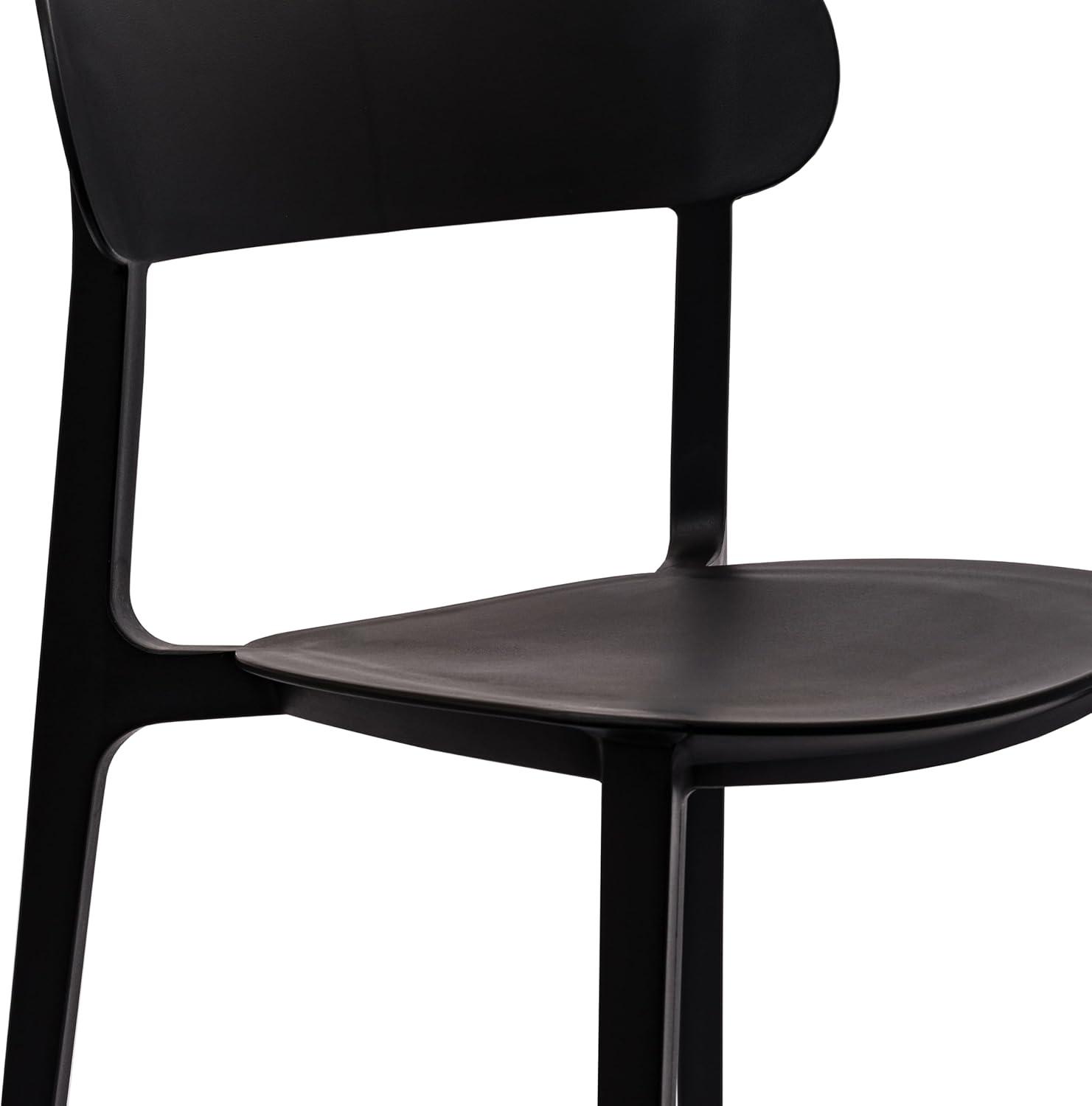 imageFlash Furniture Dover Patio Chair with Curved Backrest and Contoured Seat Commercial AllWeather Stacking Resin Chair UV Resistant IndoorOutdoor Black Set of 2Black