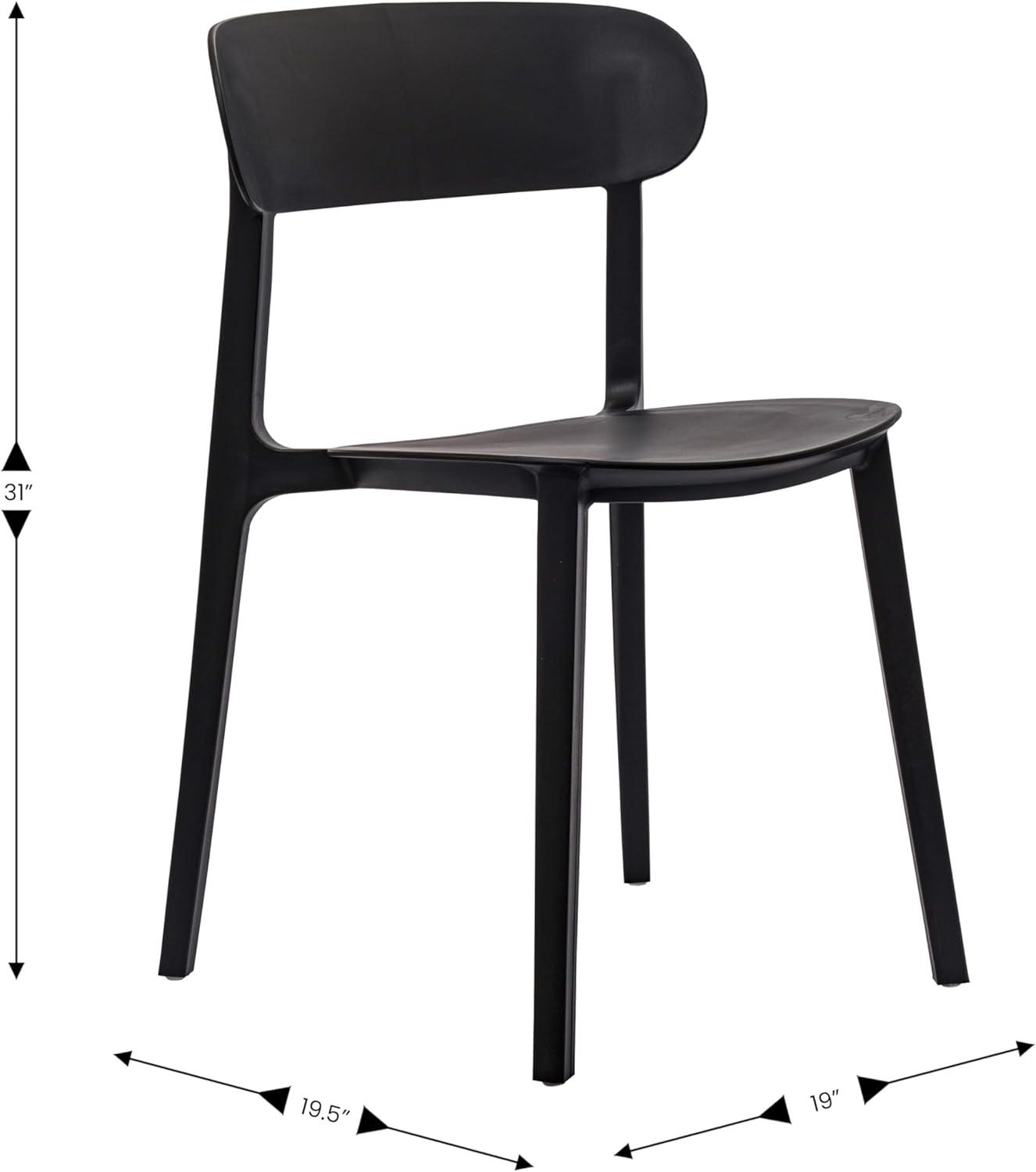 imageFlash Furniture Dover Patio Chair with Curved Backrest and Contoured Seat Commercial AllWeather Stacking Resin Chair UV Resistant IndoorOutdoor Black Set of 2Black