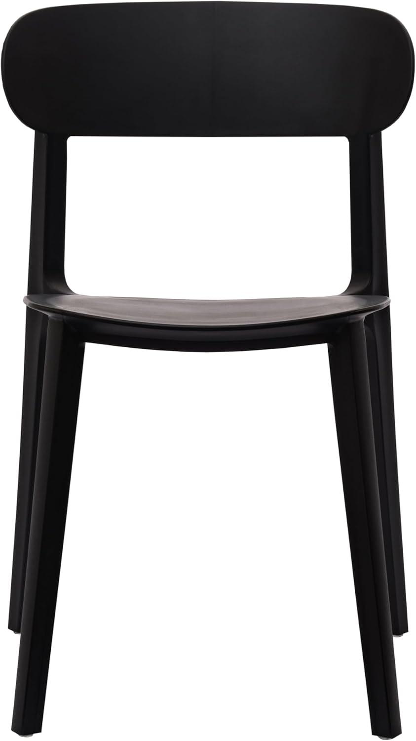 imageFlash Furniture Dover Patio Chair with Curved Backrest and Contoured Seat Commercial AllWeather Stacking Resin Chair UV Resistant IndoorOutdoor Black Set of 2Black