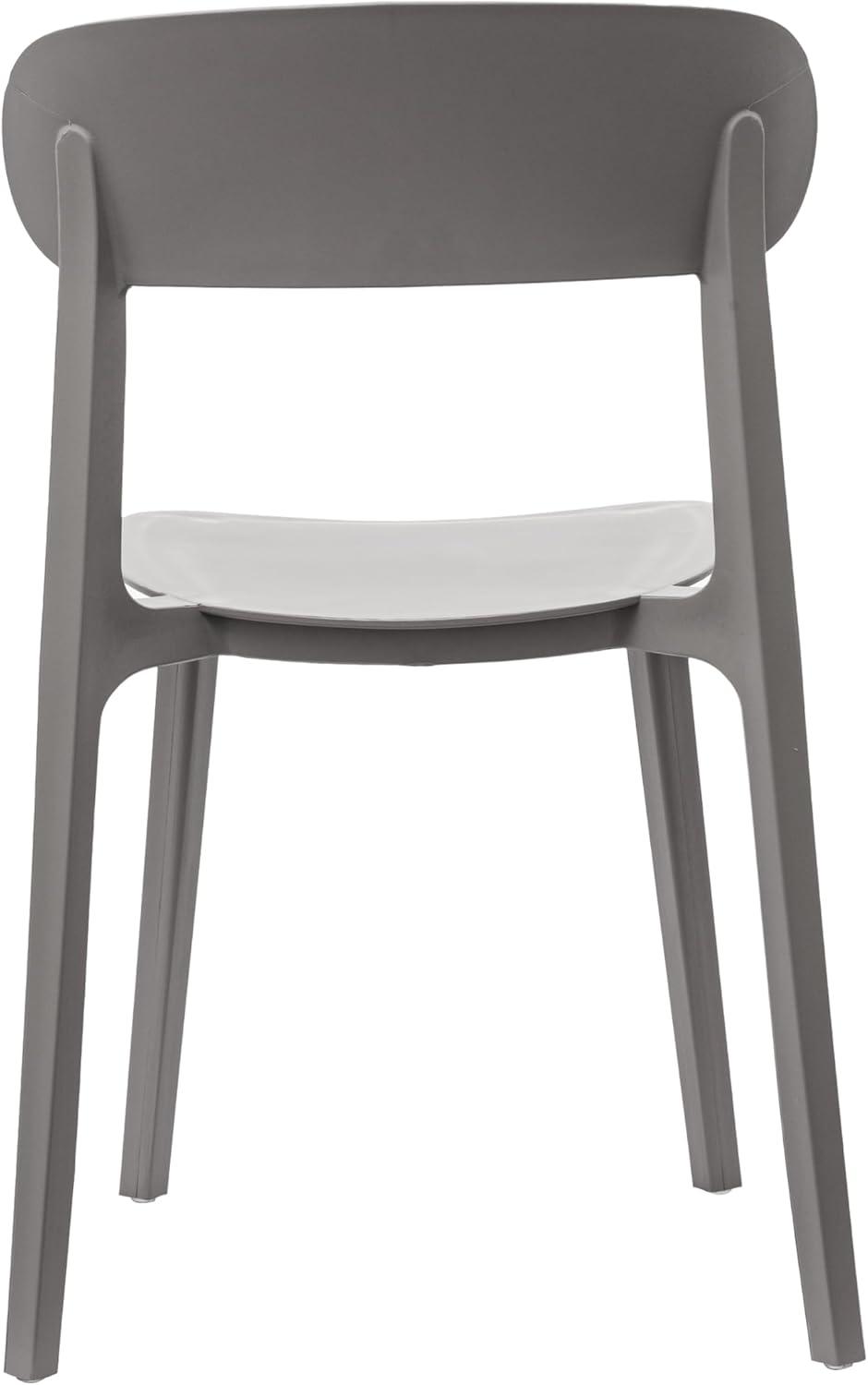 imageFlash Furniture Dover Patio Chair with Curved Backrest and Contoured Seat Commercial AllWeather Stacking Resin Chair UV Resistant IndoorOutdoor Black Set of 2Grey