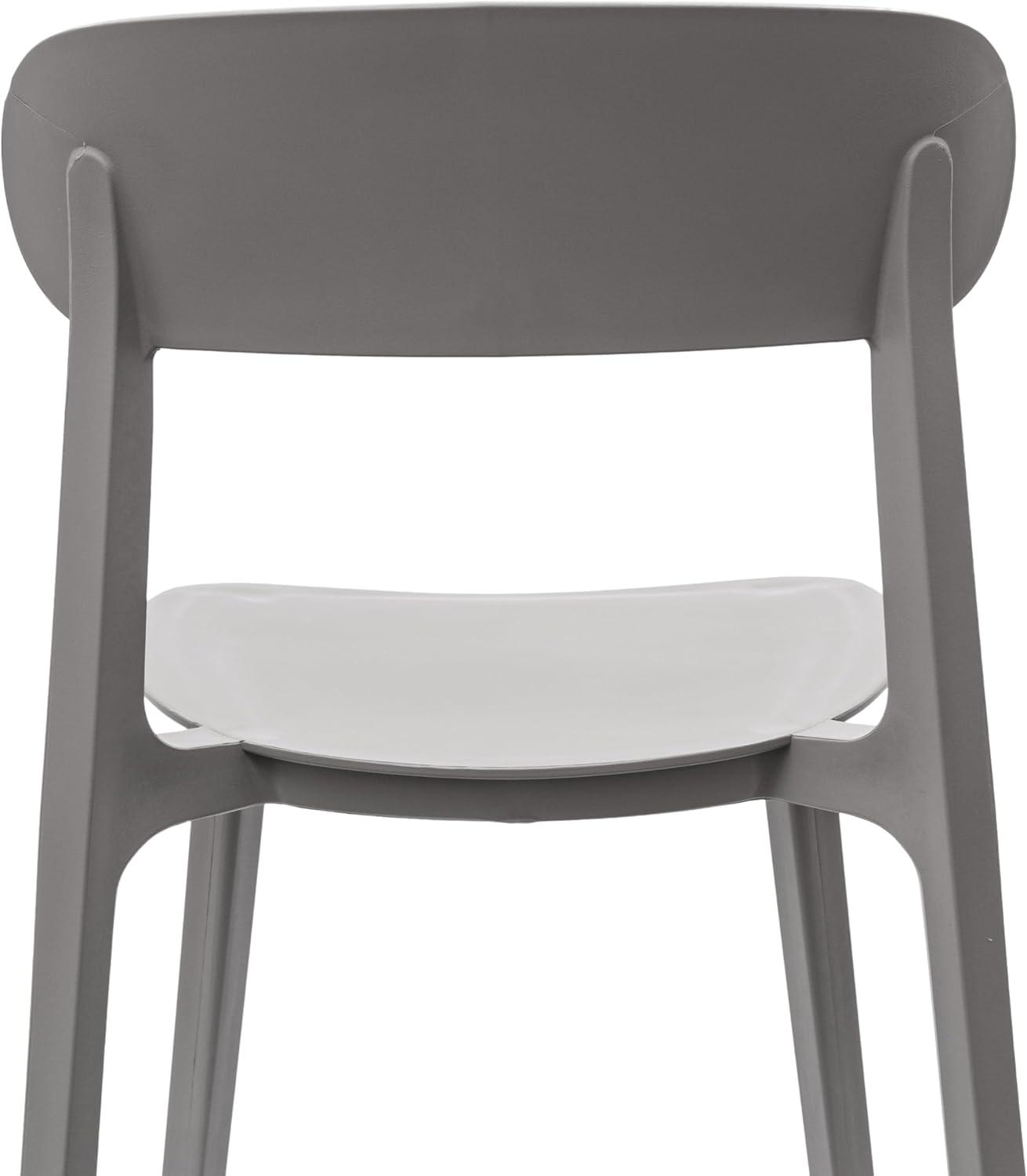 imageFlash Furniture Dover Patio Chair with Curved Backrest and Contoured Seat Commercial AllWeather Stacking Resin Chair UV Resistant IndoorOutdoor Black Set of 2Grey